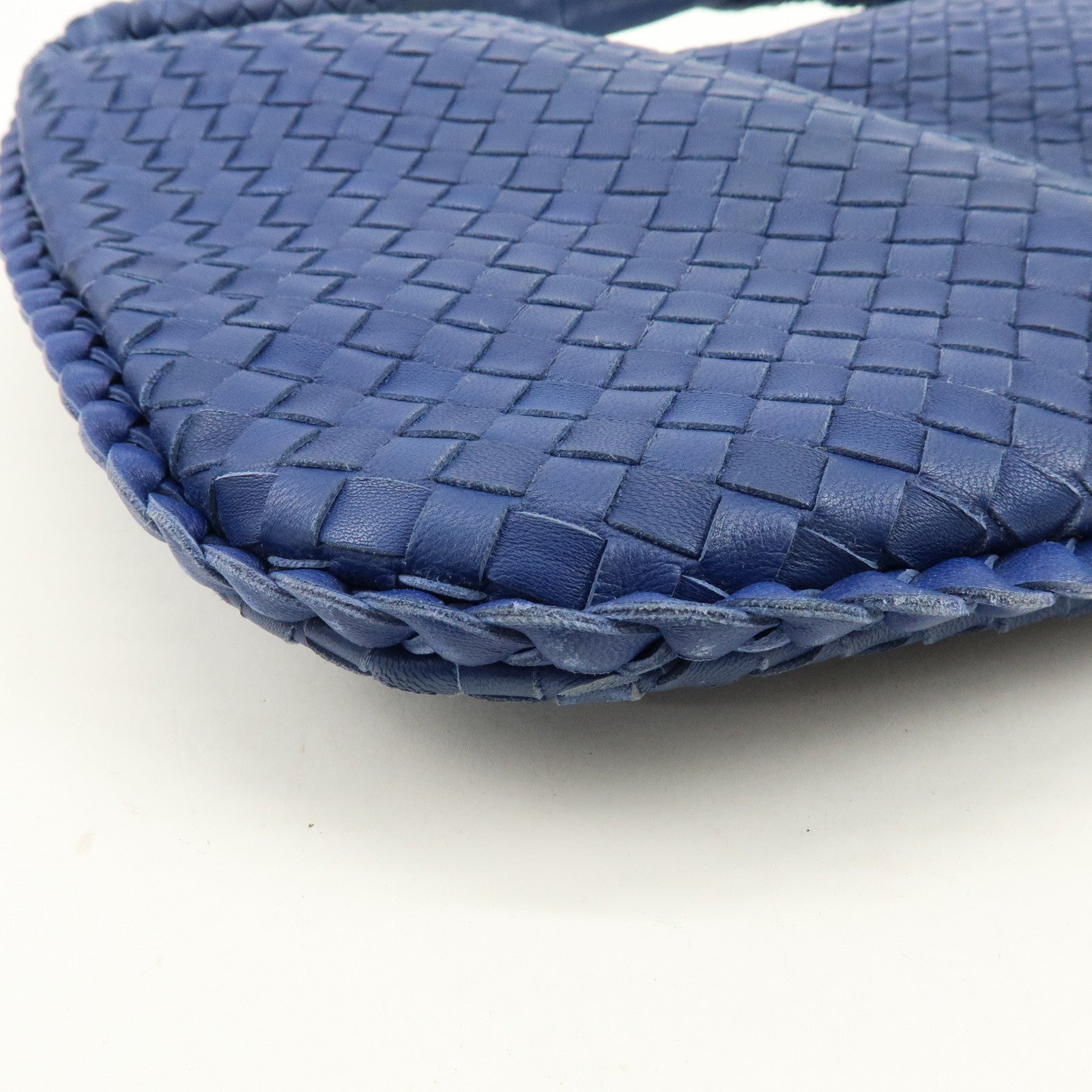 BOTTEGA VENETA Hobo Intrecciato Leather Shoulder Bag Blue 115654