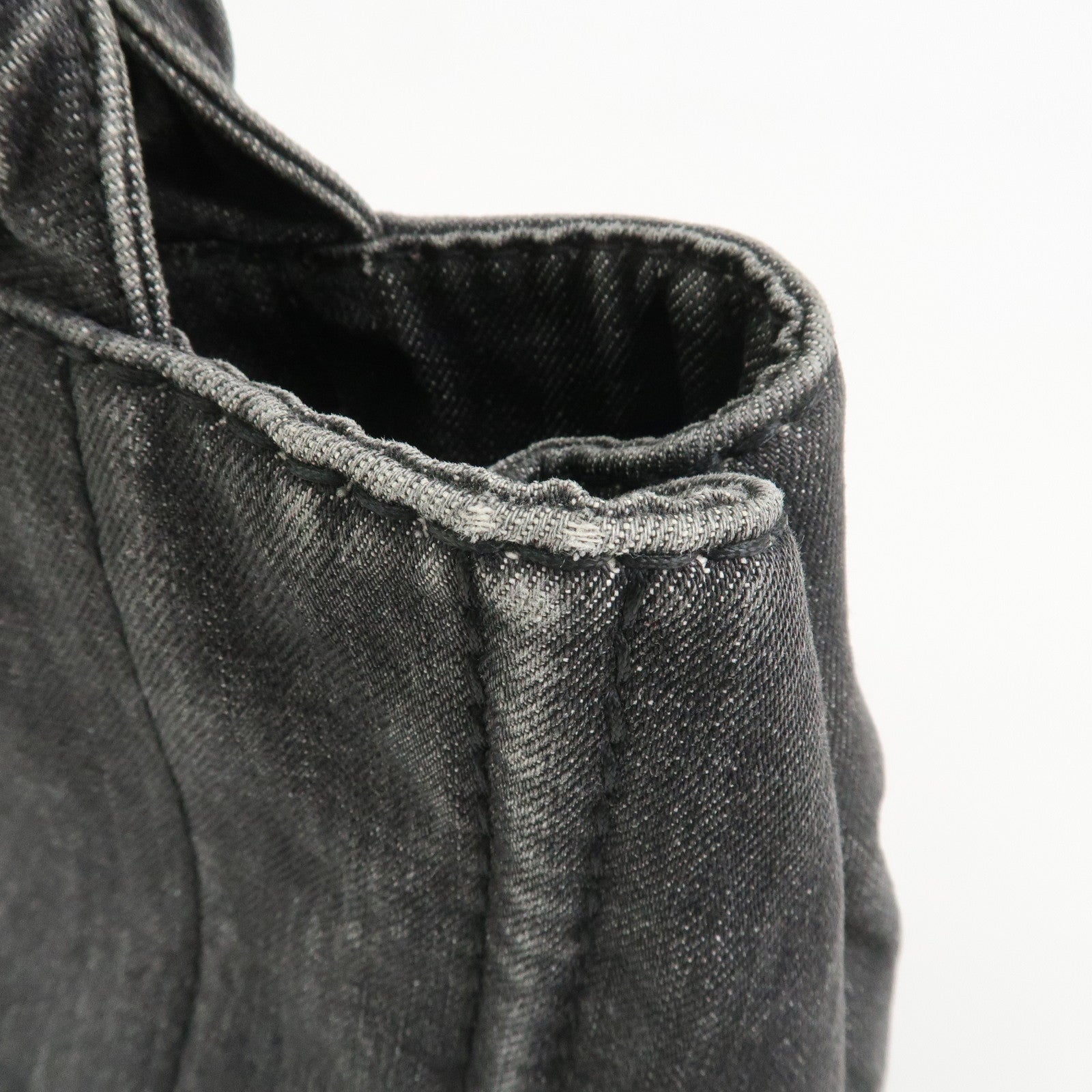 PRADA Canapa Mini Canvas Denim 2Way Shoulder Hand Bag Black B2439G