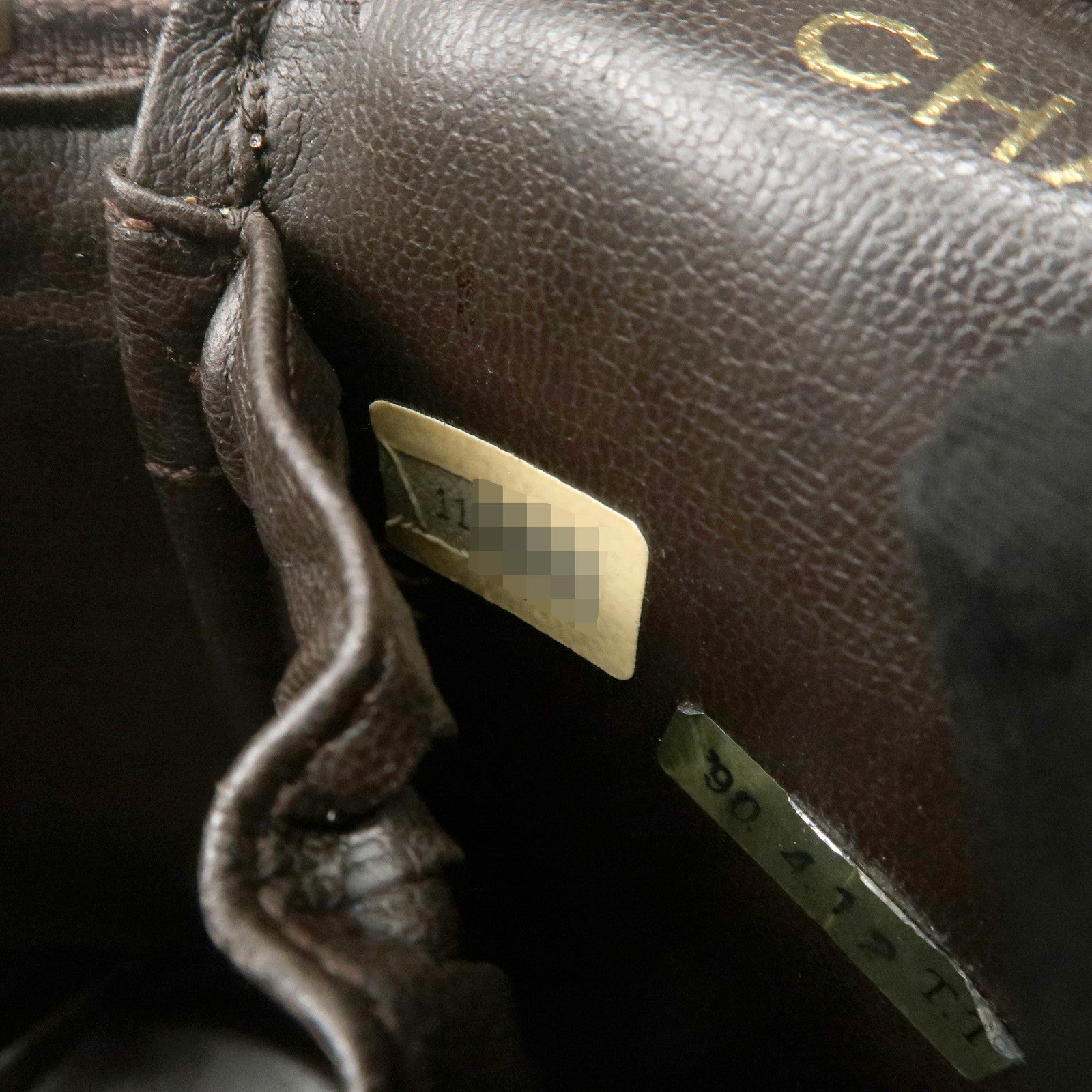 CHANEL COCO Mark Leather Vanity Bag Hand Bag Cosmetic Bag Brown A01998