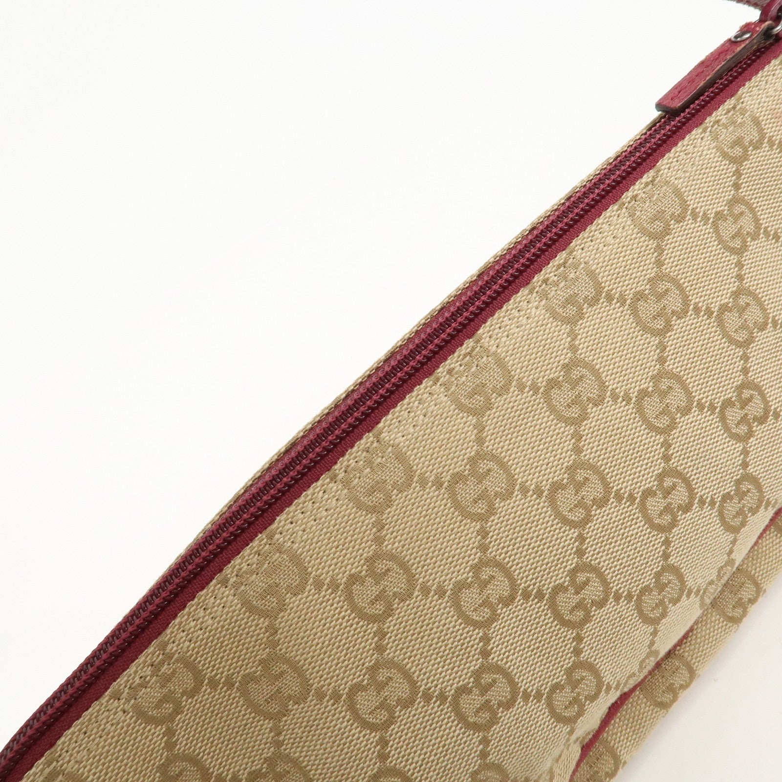 GUCCI Boat Bag GG Canvas Leather Shoulder Bag Beige Pink 07198