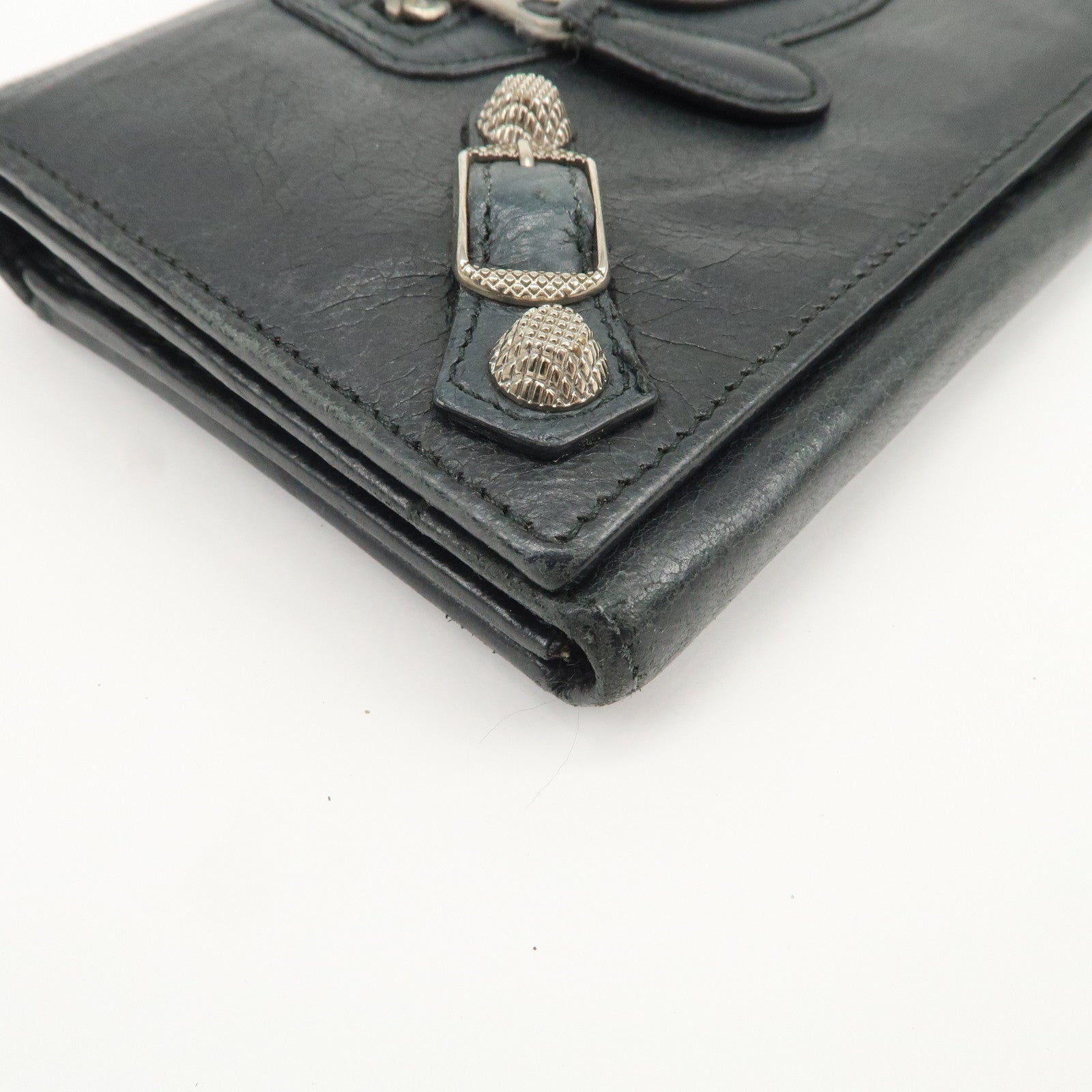 BALENCIAGA Logo Leather Giant Continental Long Wallet Black 253054