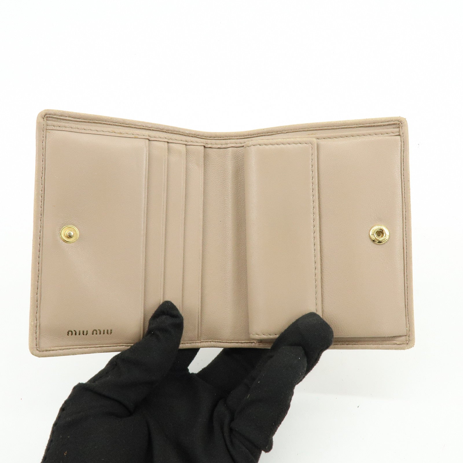 MIU MIU Set of 3 Leather Wallet Key Case Pink Black Light Brown