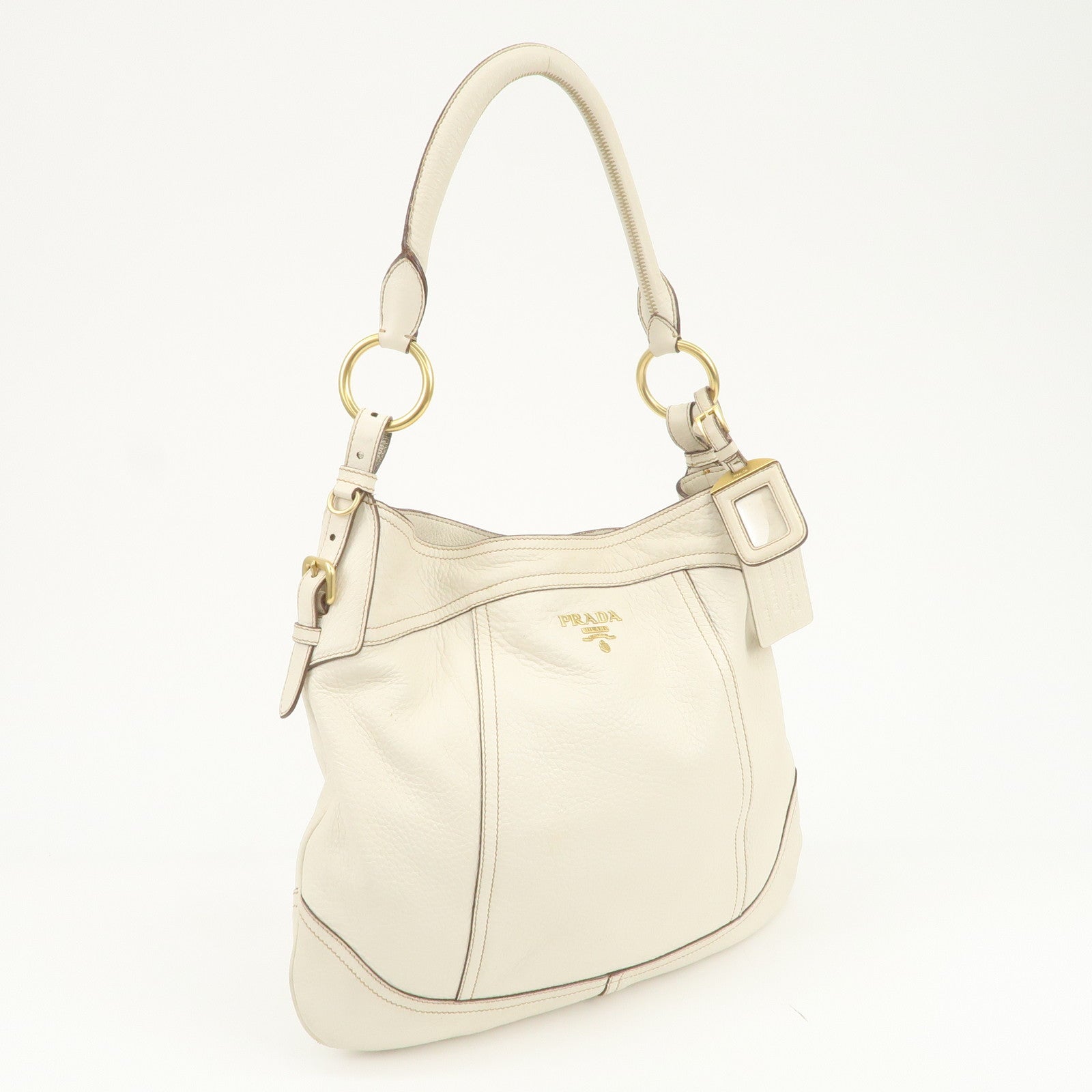 PRADA Logo Shoulder Bag Hand Bag Ivory