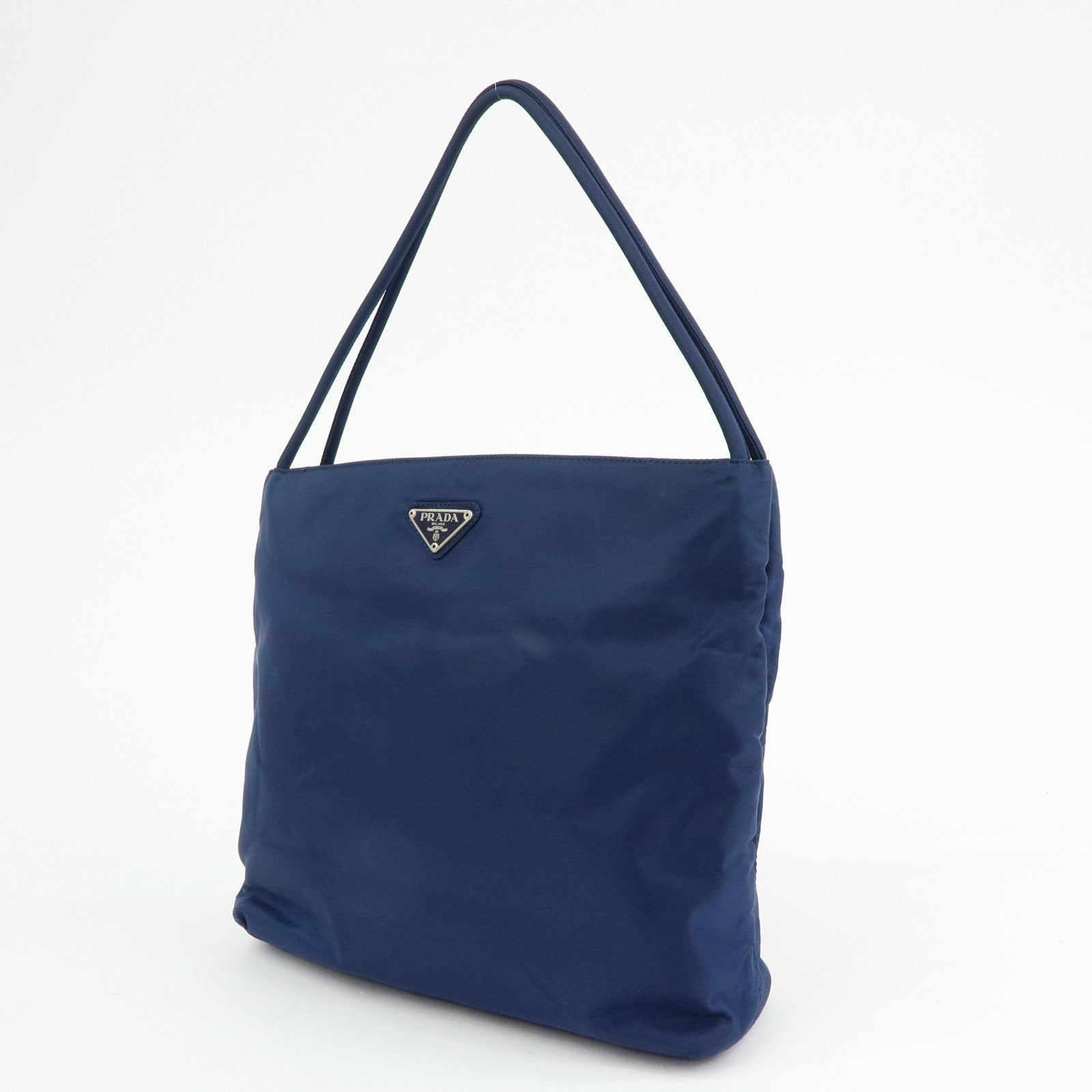 PRADA Triangle Logo Nylon Shoulder Bag Hand Bag Navy B6242