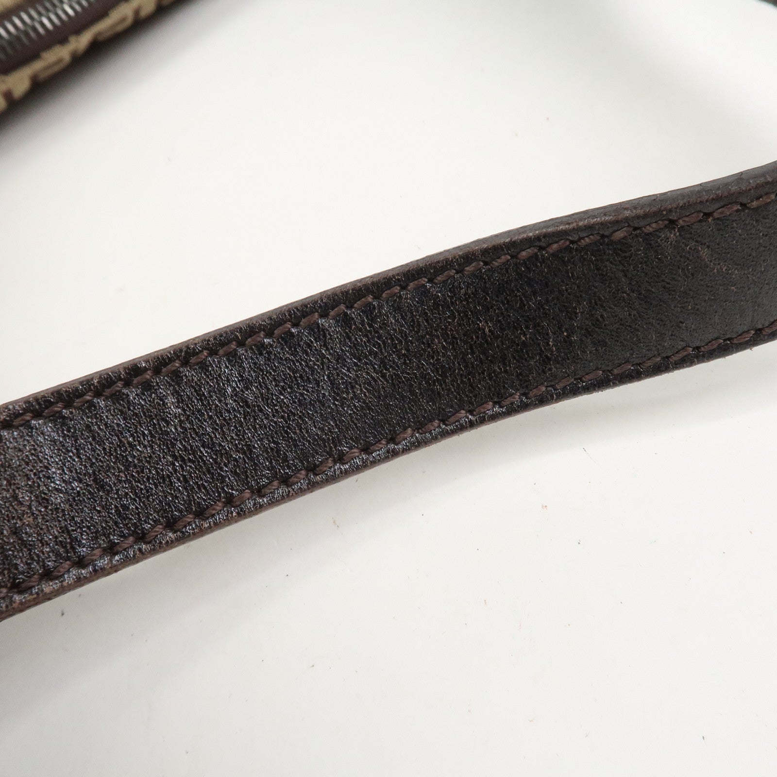 FENDI Zucchino Canvas Leather Shoulder Bag Hand Bag Brown