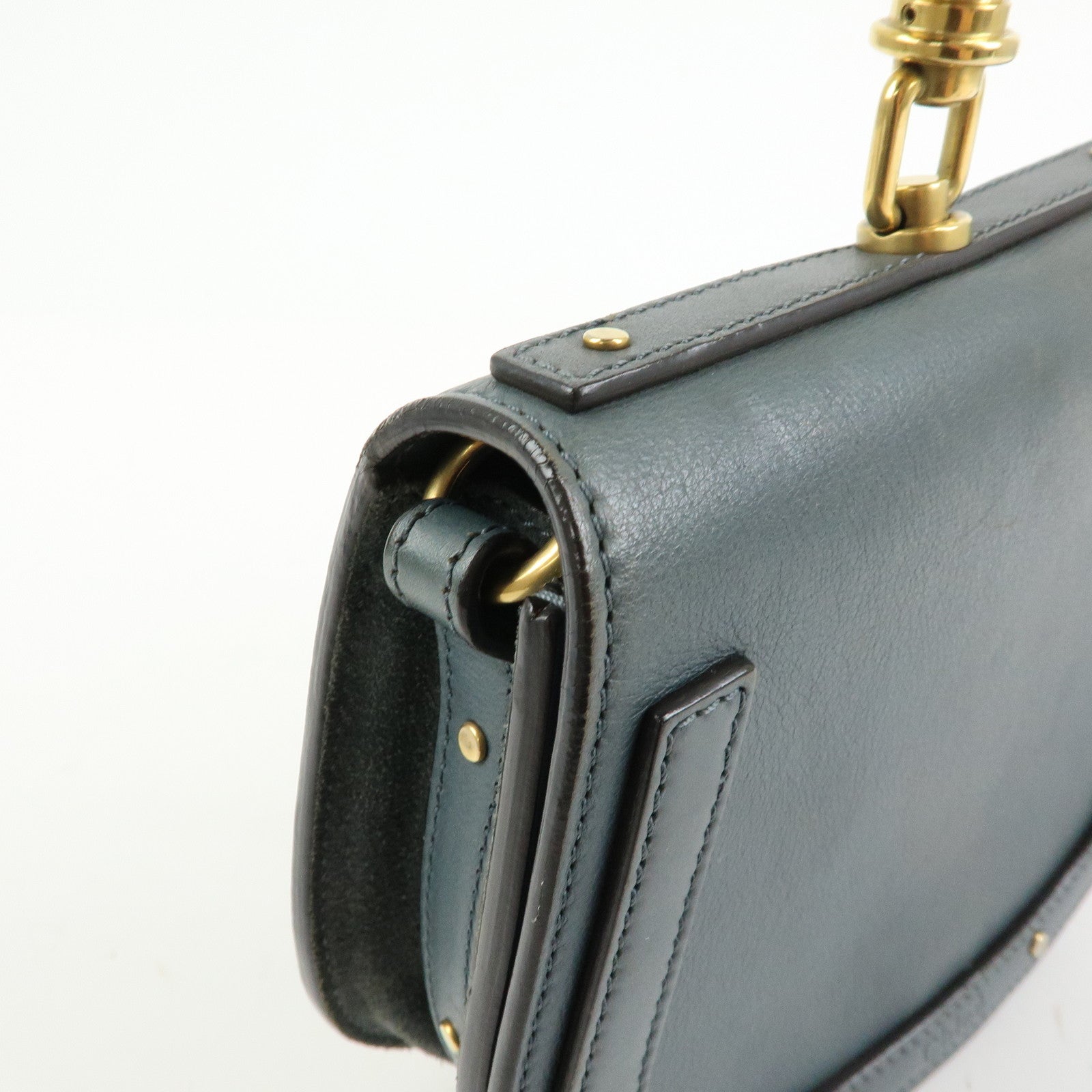 Chloe Nile Leather 2Way Bag Hand Bag Bracelet Bag Blue