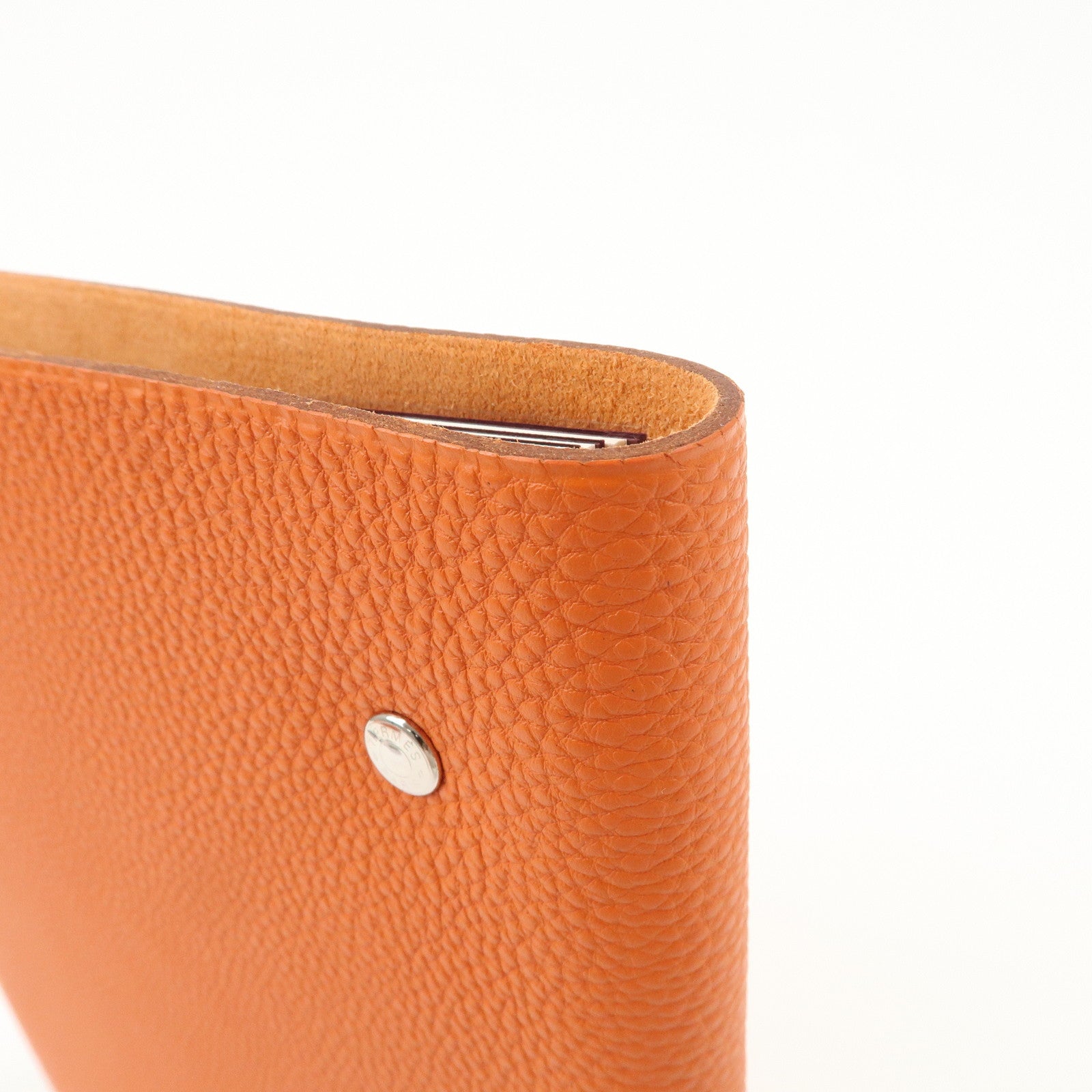HERMES Togo Leather Ulysse MM □J Stamped Notebook Cover Potiron Orang