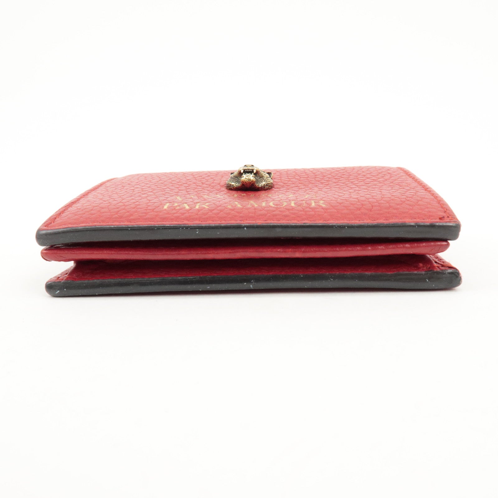GUCCI Animalier Leather Bi-fold Compact Wallet Red 453169 Used