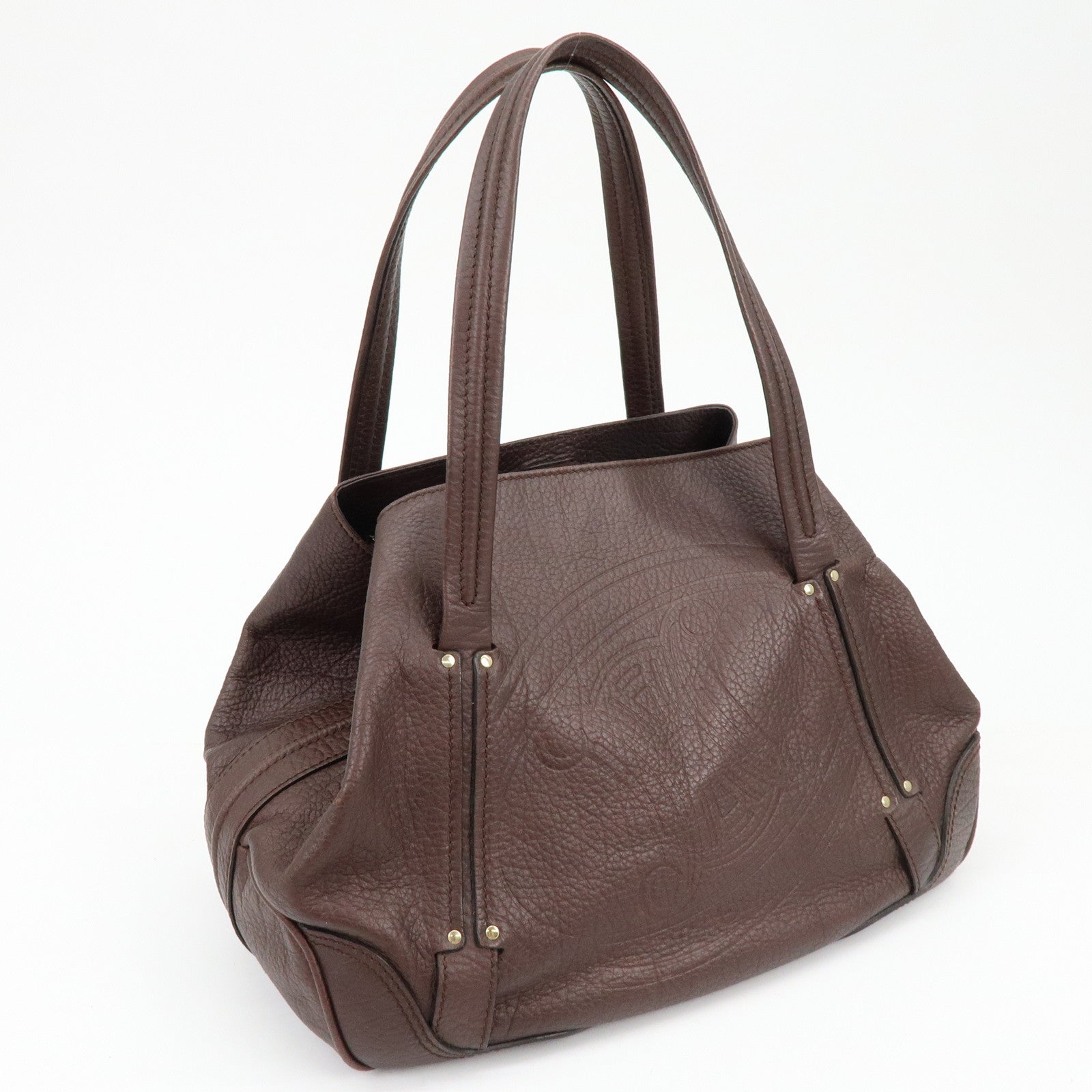 CELINE Triomphe Leather Tote Bag Hand Bag Shoulder Bag Brown
