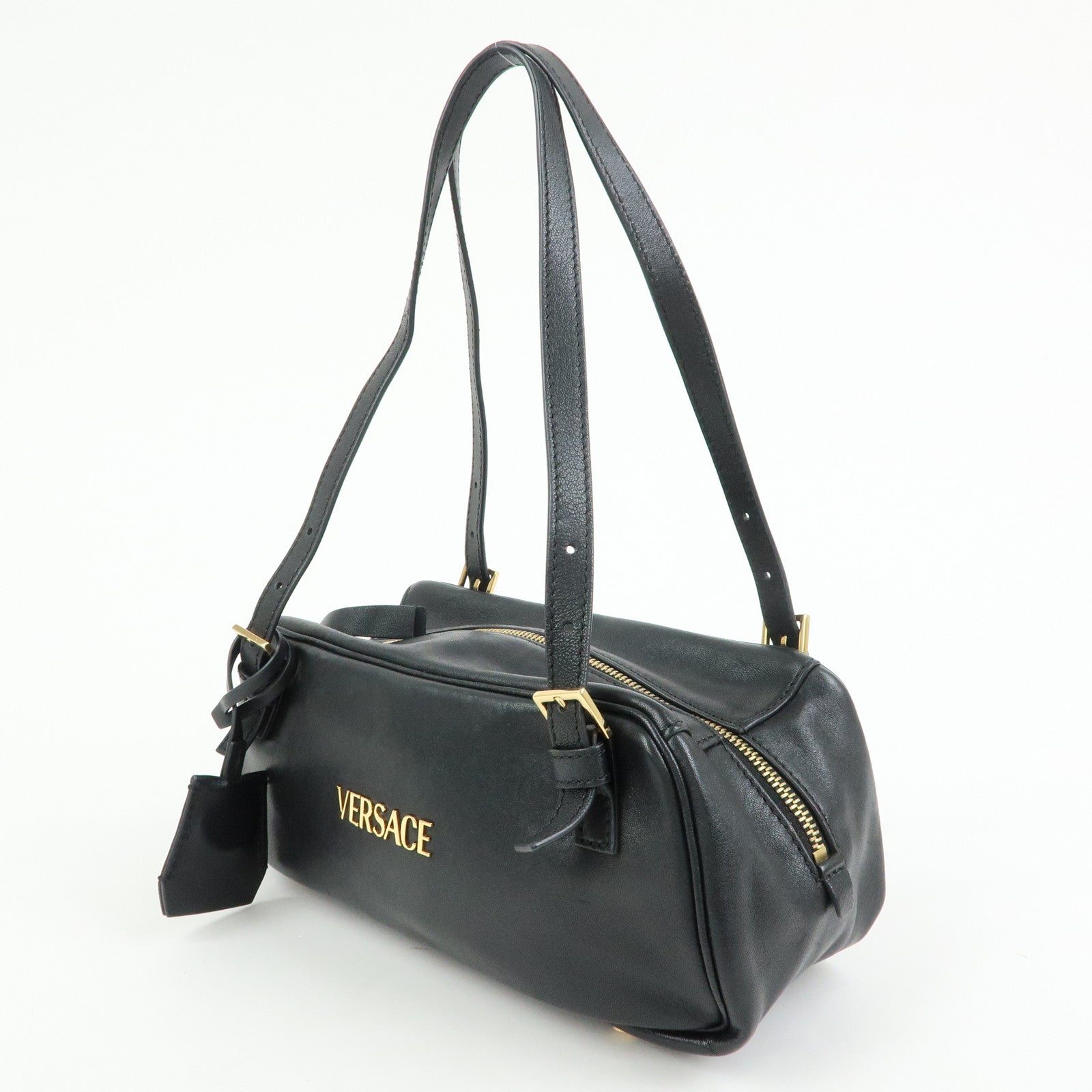 VERSACE Medusa Nappa Leather Bowling Bag Shoulder Bag Black