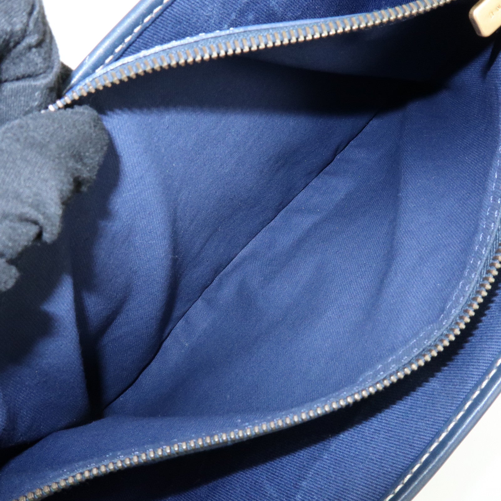 CELINE Macadam Canvas Leather Boogie Bag Hand Bag Navy