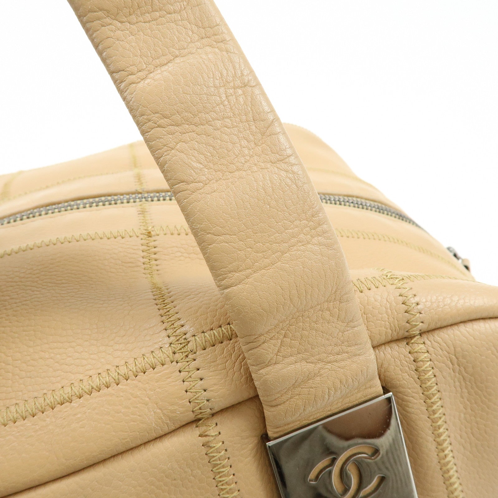 CHANEL Chocolate Bar COCO Mark Caviarskin Hand Bag Beige