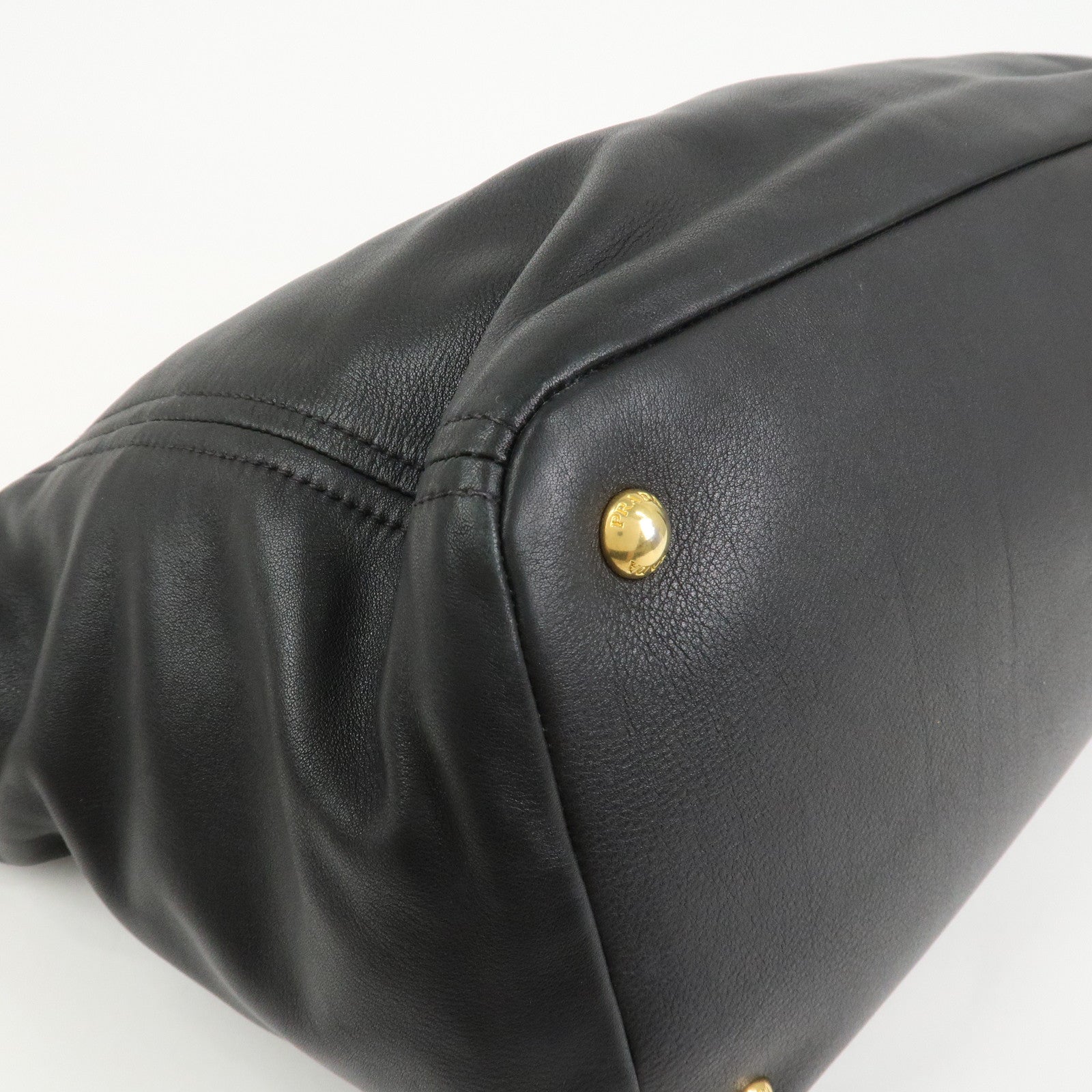 PRADA Triangle Logo Leather 2 Way Bag Hand Bag Shoulder Bag BL0685