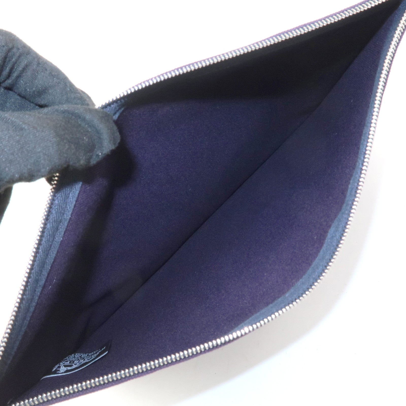HERMES Yachting GM Canvas Flat Pouch Cosmetic Pouch Purple