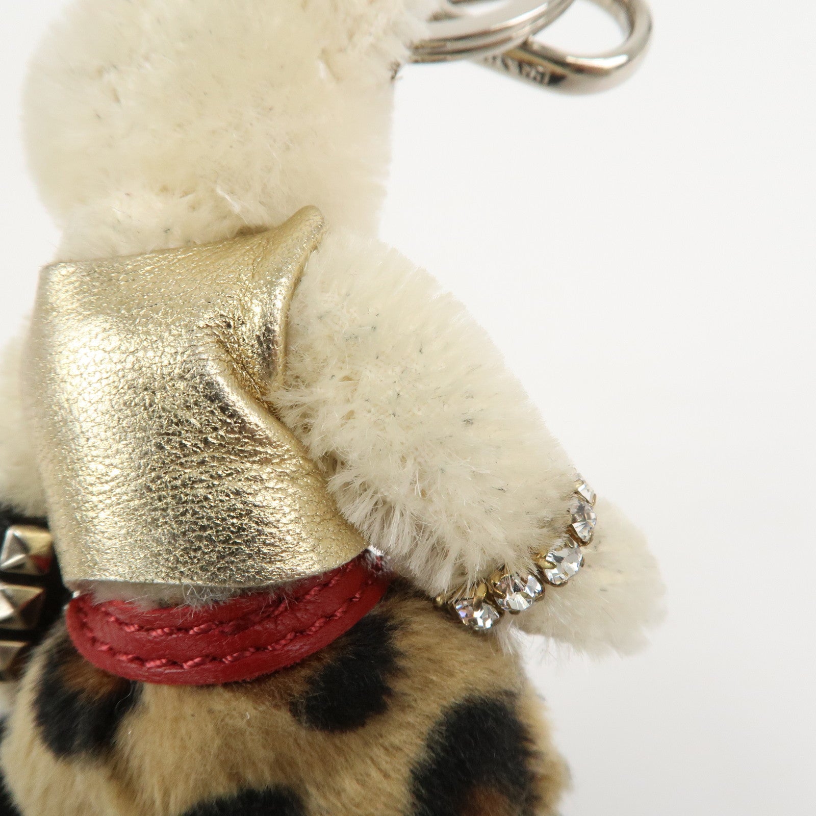 PRADA Teddy Bear Bag Key Charm Key Leopard Bijou Ivory