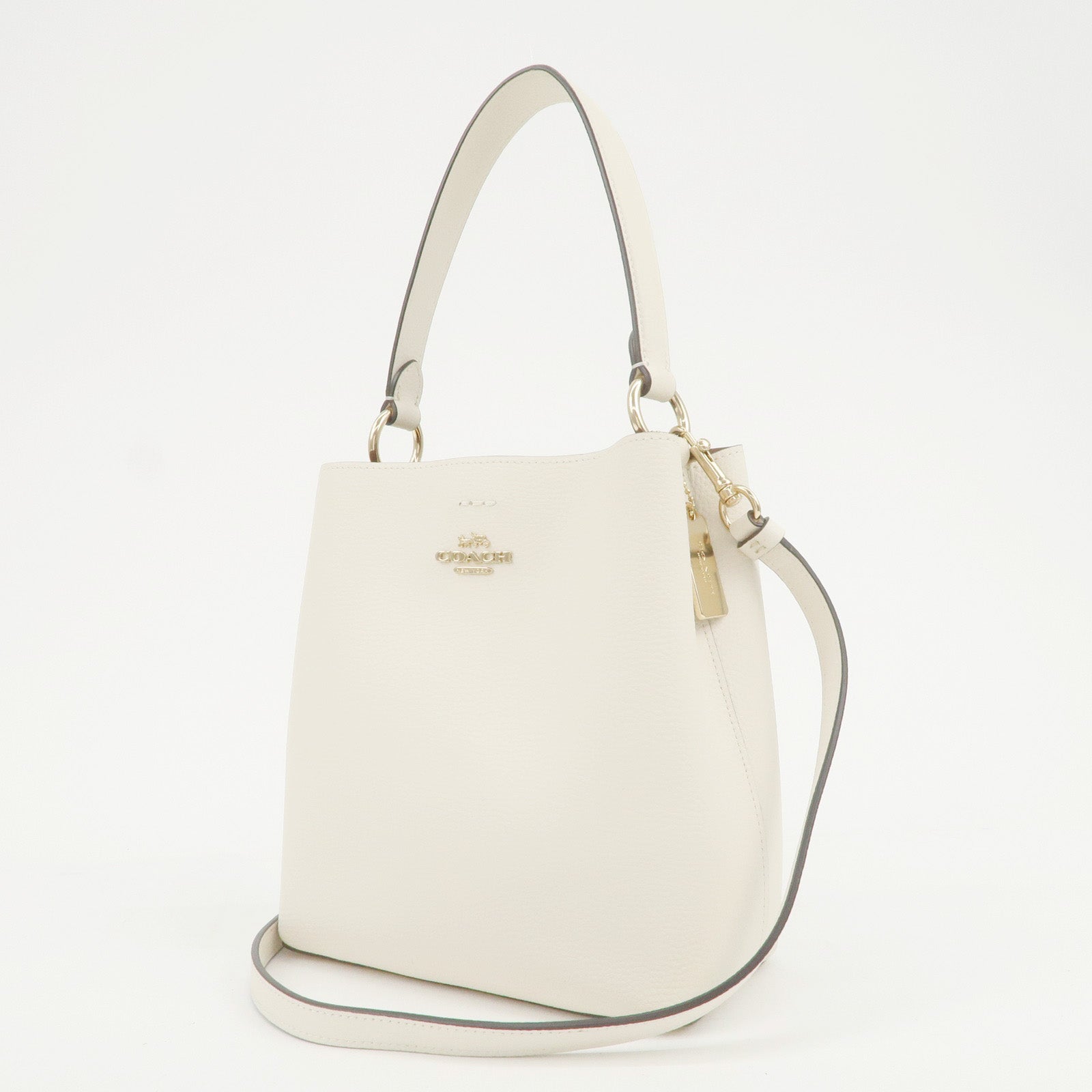 COACH Leather 2Way Bag Hand Bag Shoulder Bag White