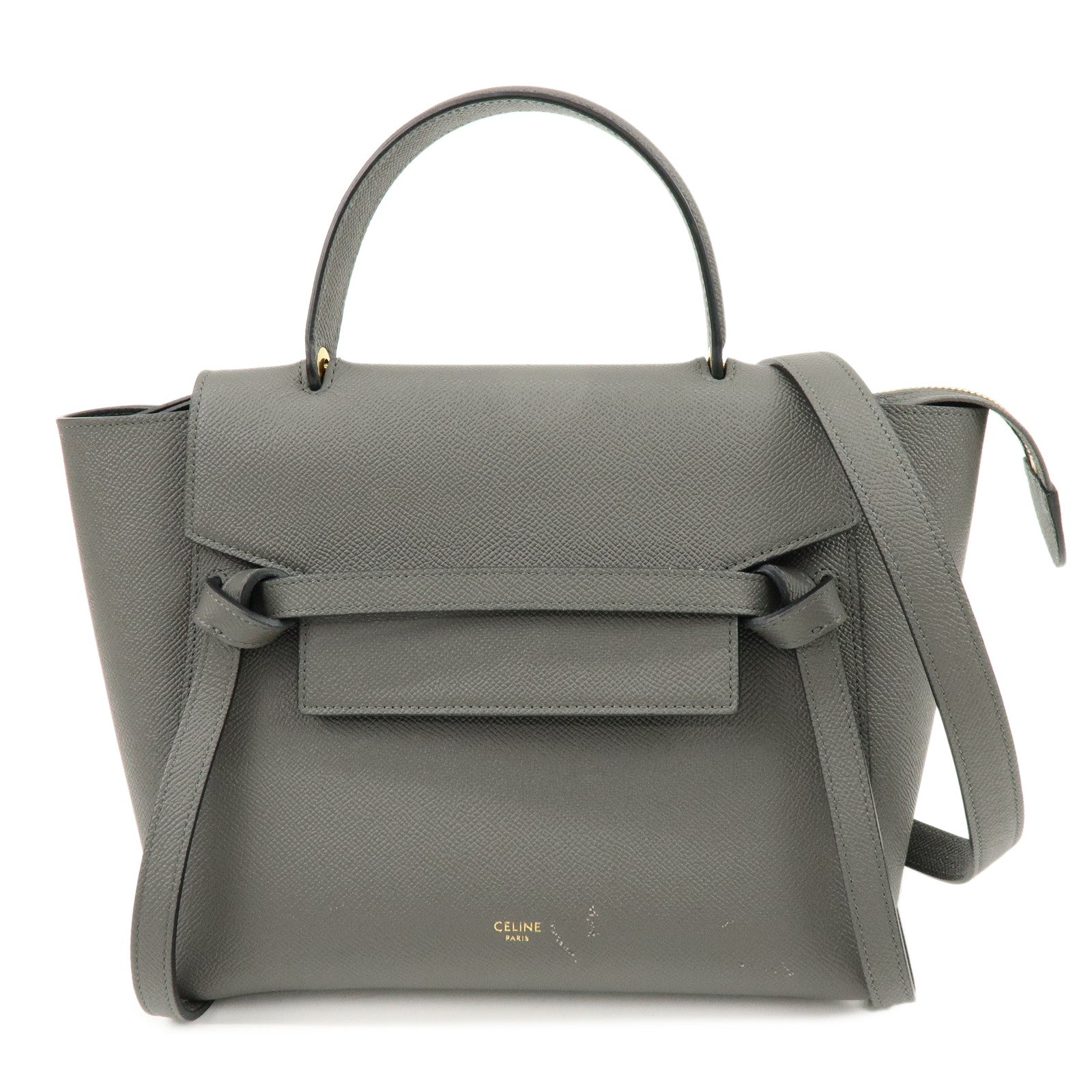 CELINE Belt Bag Leather 2Way Bag Shoulder Bag Hand Bag Gray