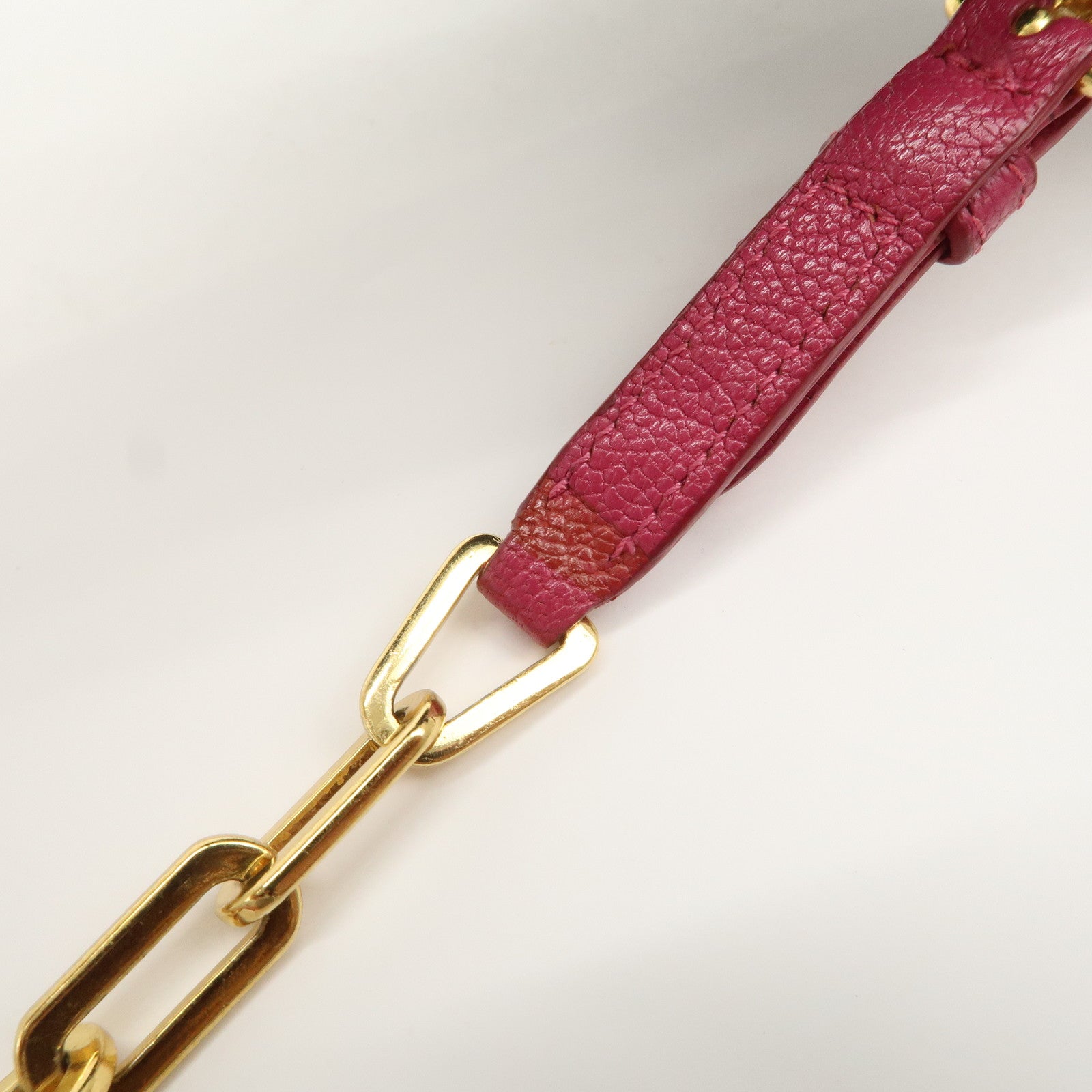 MIU MIU Logo Leather WOC Chain Shoulder Long Wallet Pink 5M1290