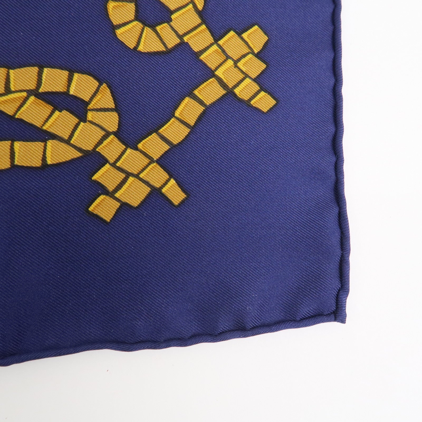 HERMES Carre 90 Silk 100% PROVENCE Scarf Navy Ivory