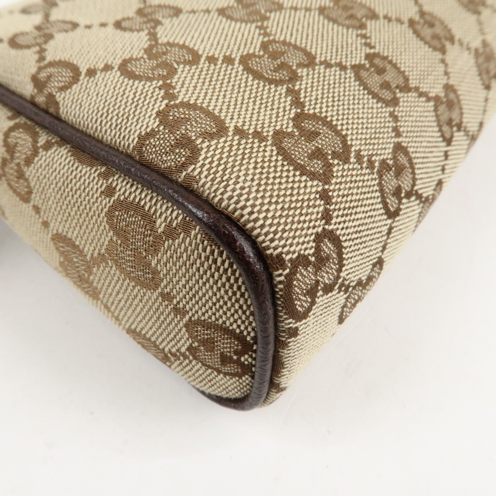 GUCCI Abbey GG Canvas Leather Shoulder Bag Beige Dark Brown 145750 Used