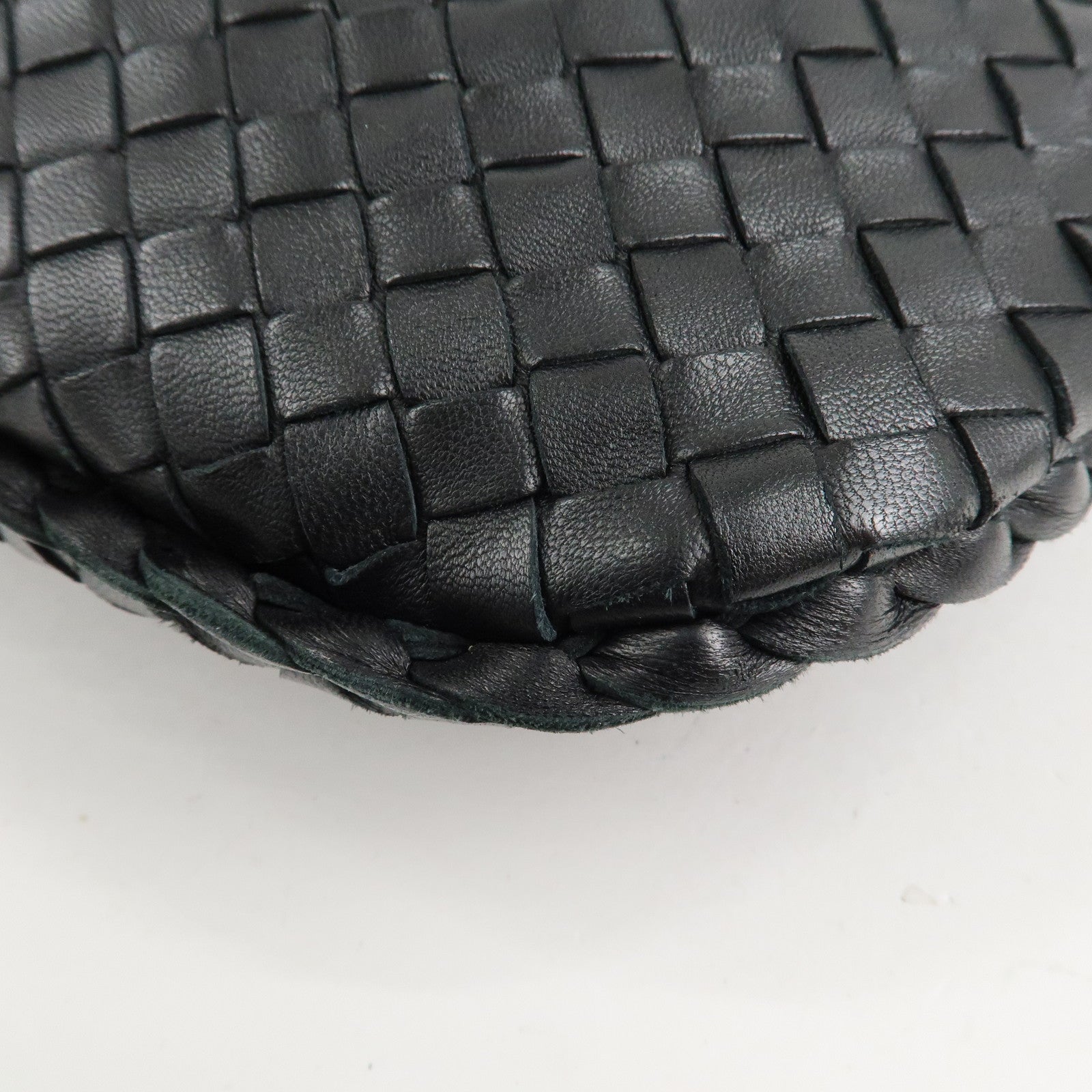 BOTTEGA VENETA Hobo Intrecciato Leather Shoulder Bag Black 115653 Used