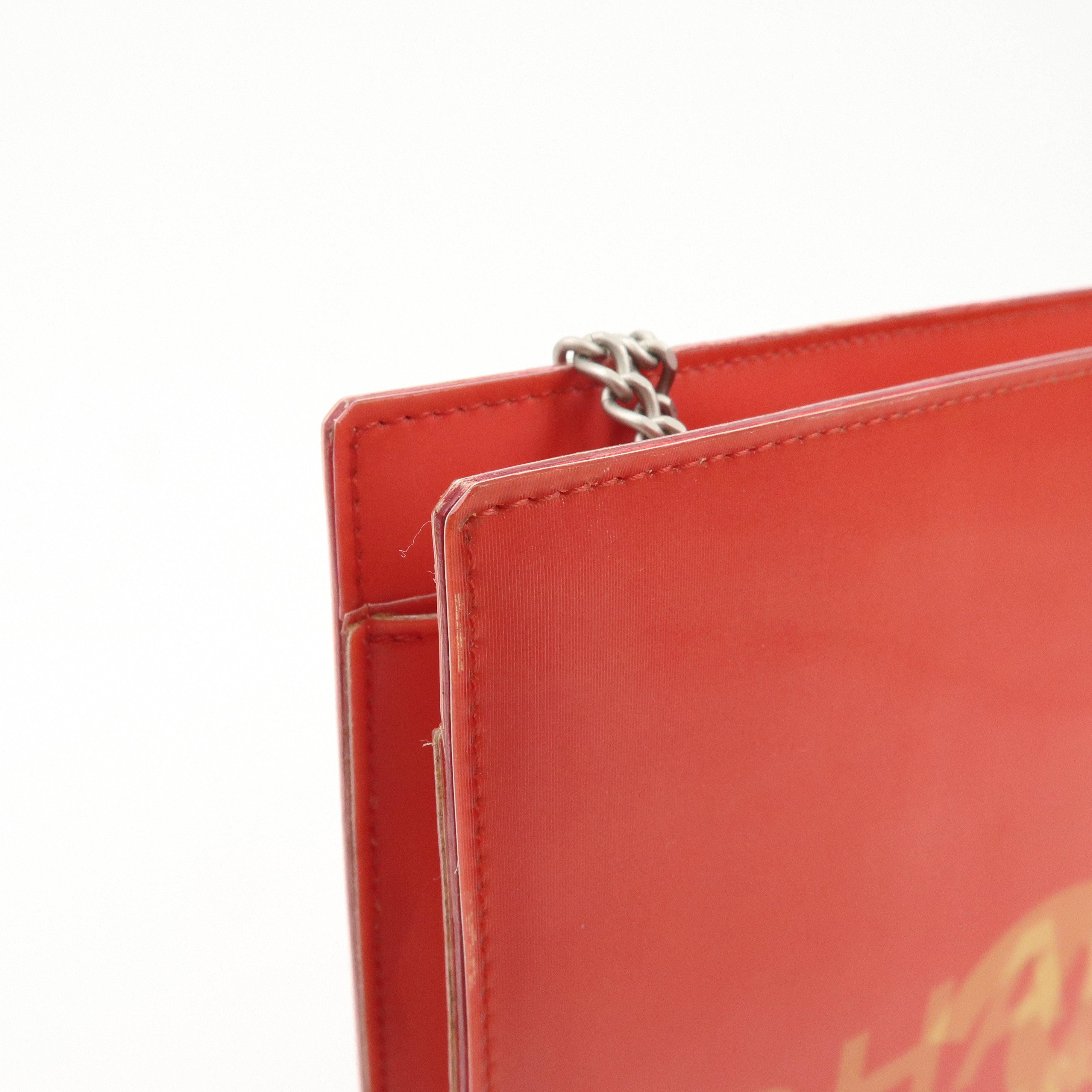 CHANEL Nylon Hologram Chain Shoulder Bag Hand Bag Red Used