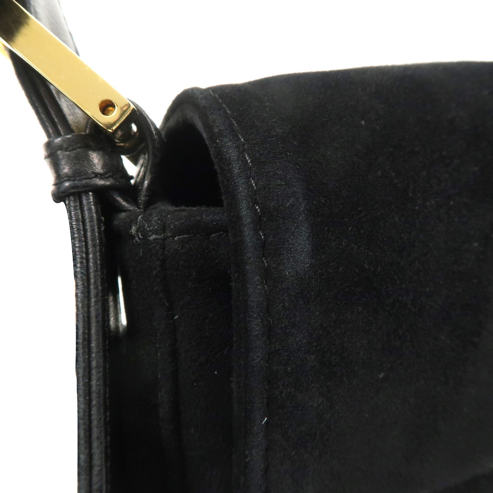 FENDI Mamma Bucket Suede Leather Shoulder Bag Black 26424 Used