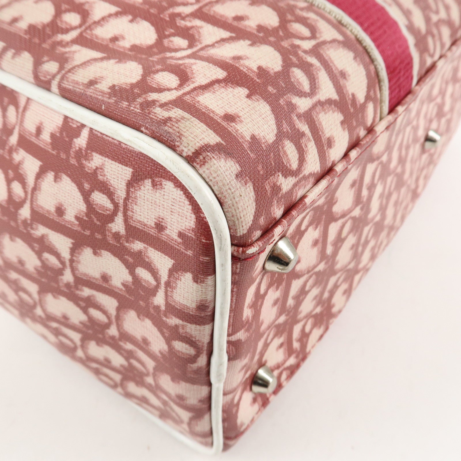 Christian Dior Trotter No.2 PVC Patent Leather Boston Bag Red Used