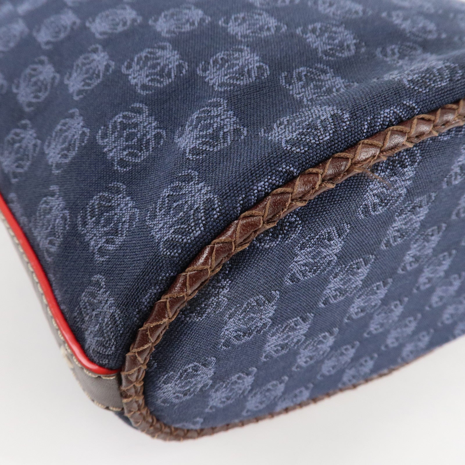 LOEWE Anagram Canvas Leather Chain Tote Bag Shoulder Bag Blue Used