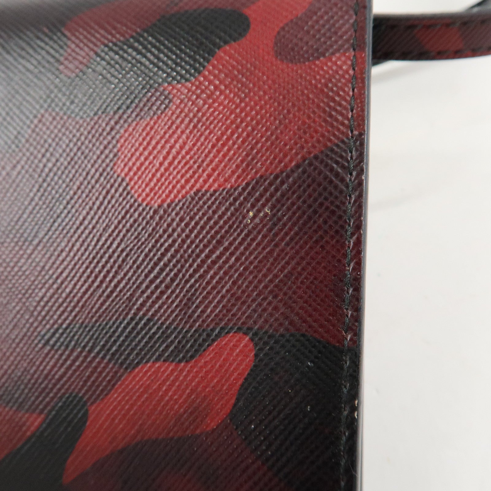 PRADA Saffiano Leather Shoulder Long Wallet Camouflage 1M1437 Used