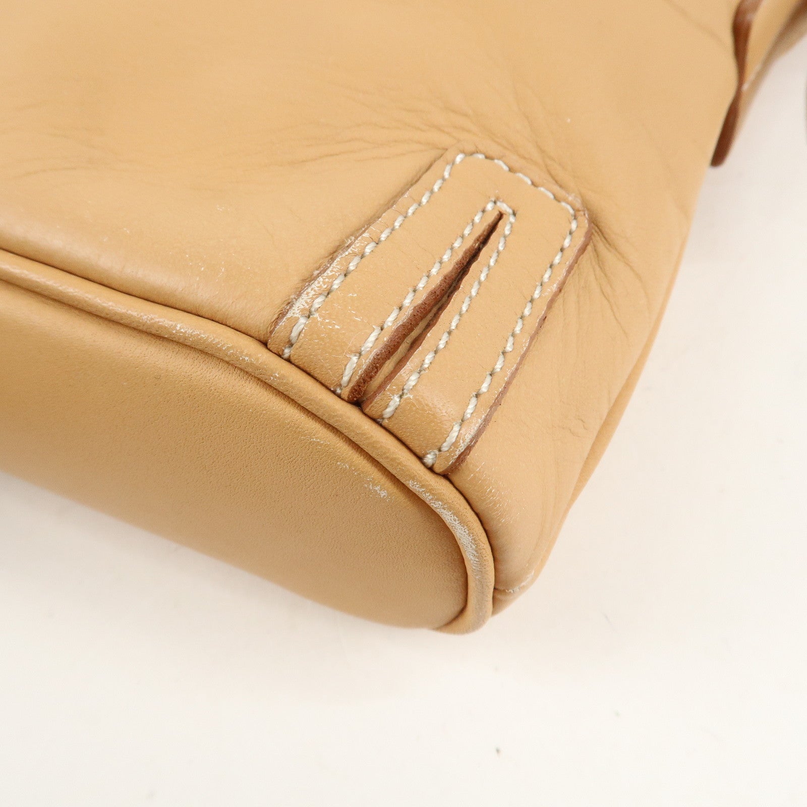 BURBERRY Leather Shoulder Bag Crossbody Bag Beige Used