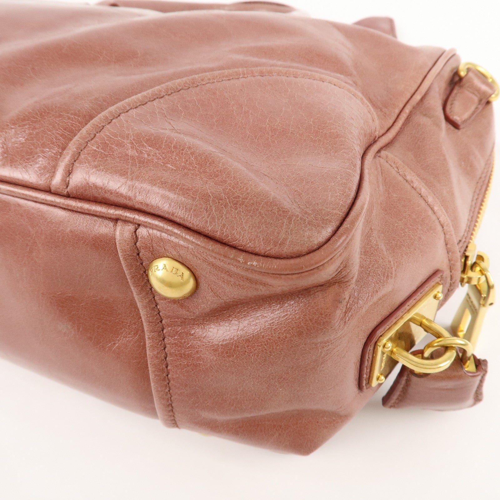 PRADA Leather 2Way Hand Bag Shoulder Bag Pink BL0821 Used