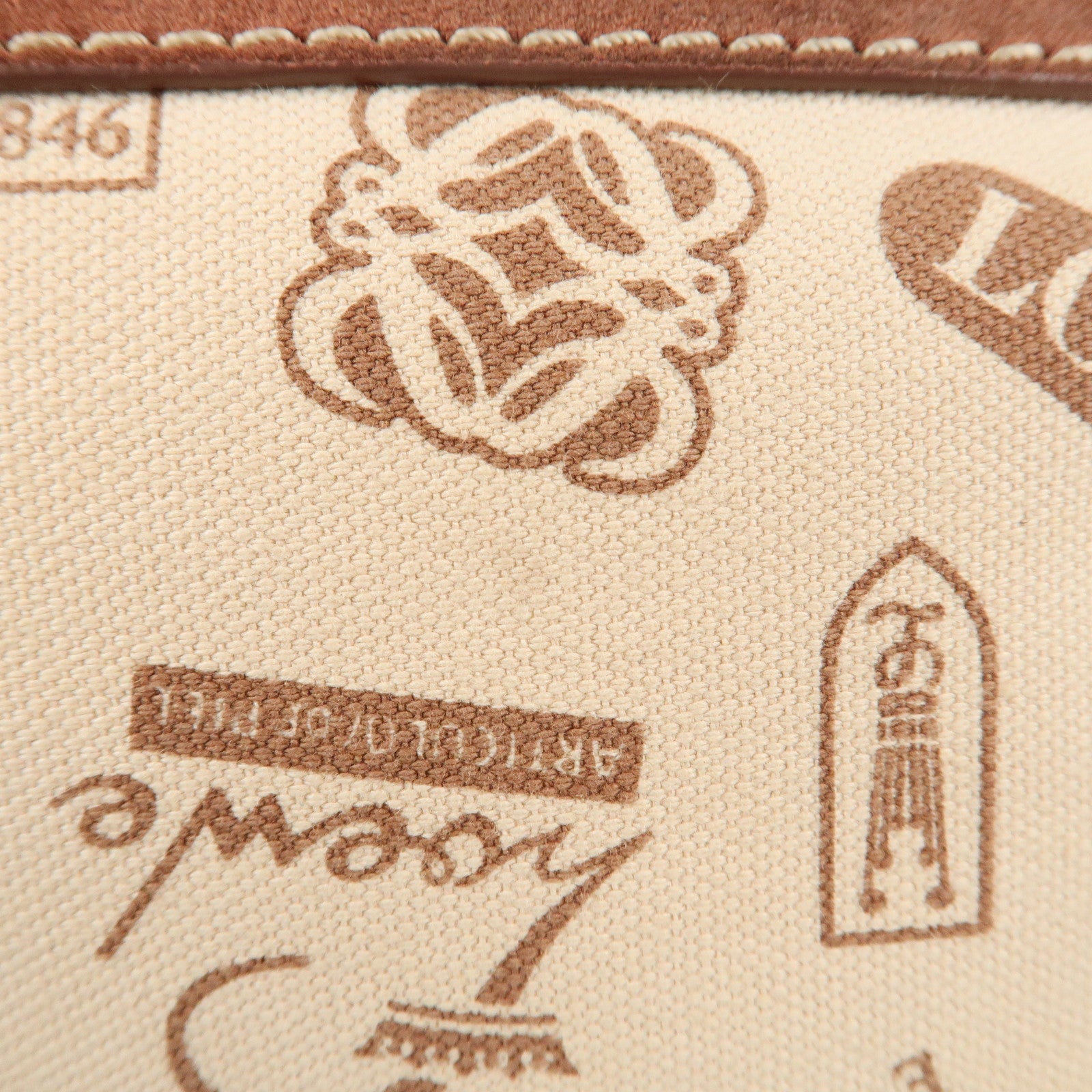 LOEWE Suede Leather Canvas 160th Anniversary Shoulder Bag Used