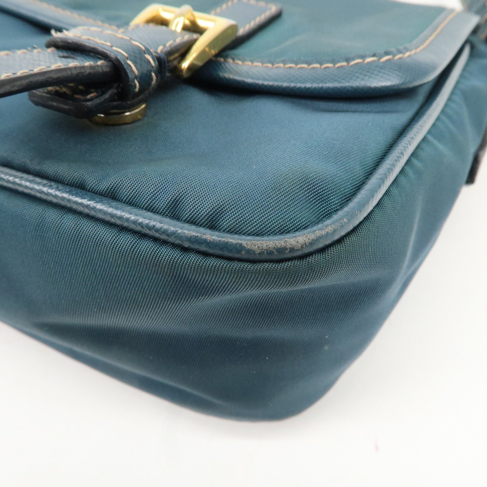 PRADA Nylon Leather Shoulder Bag Crossbody Bag Green BT0772 Used