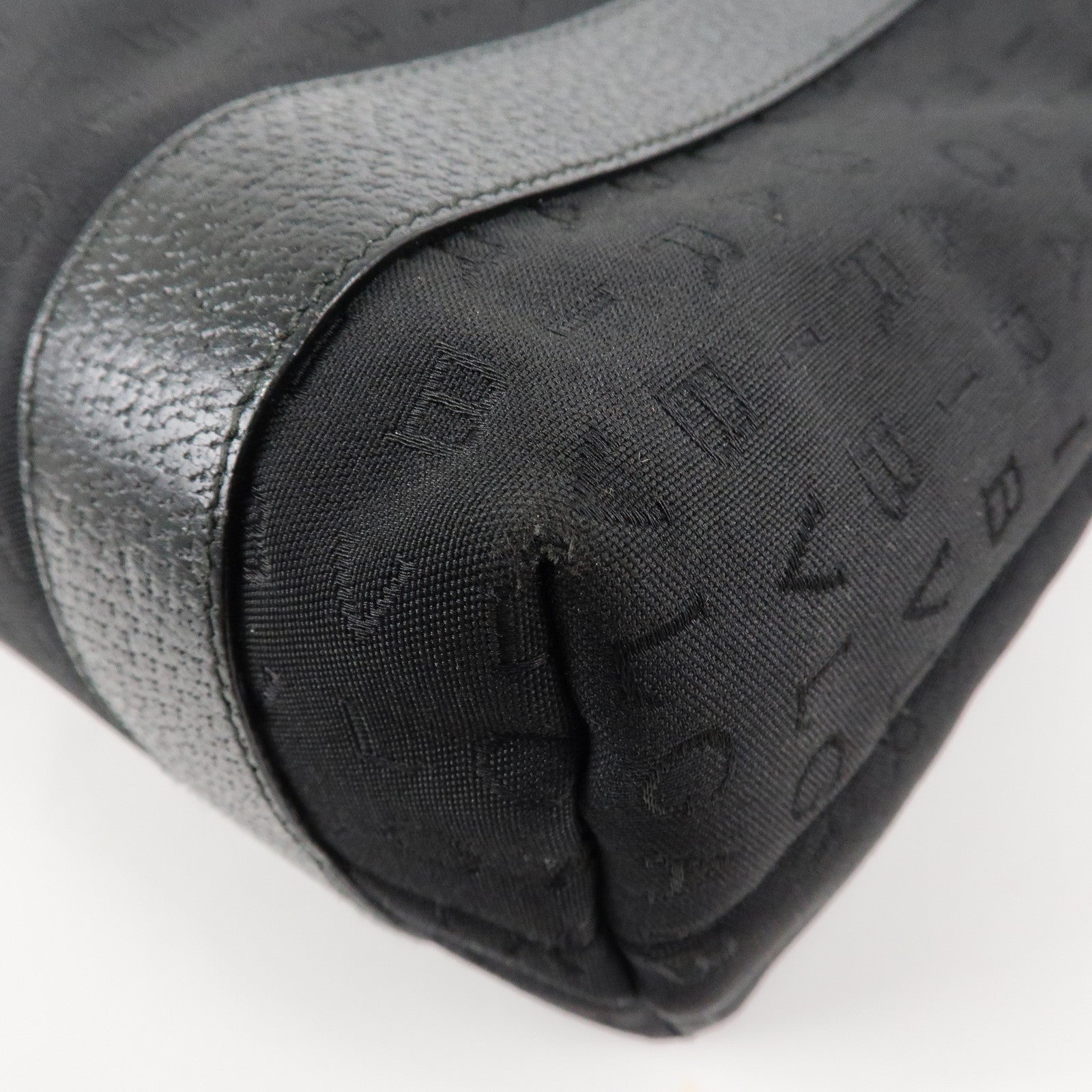 BVLGARI Logo Mania Canvas Leather Hand Bag Tote Bag Black Used