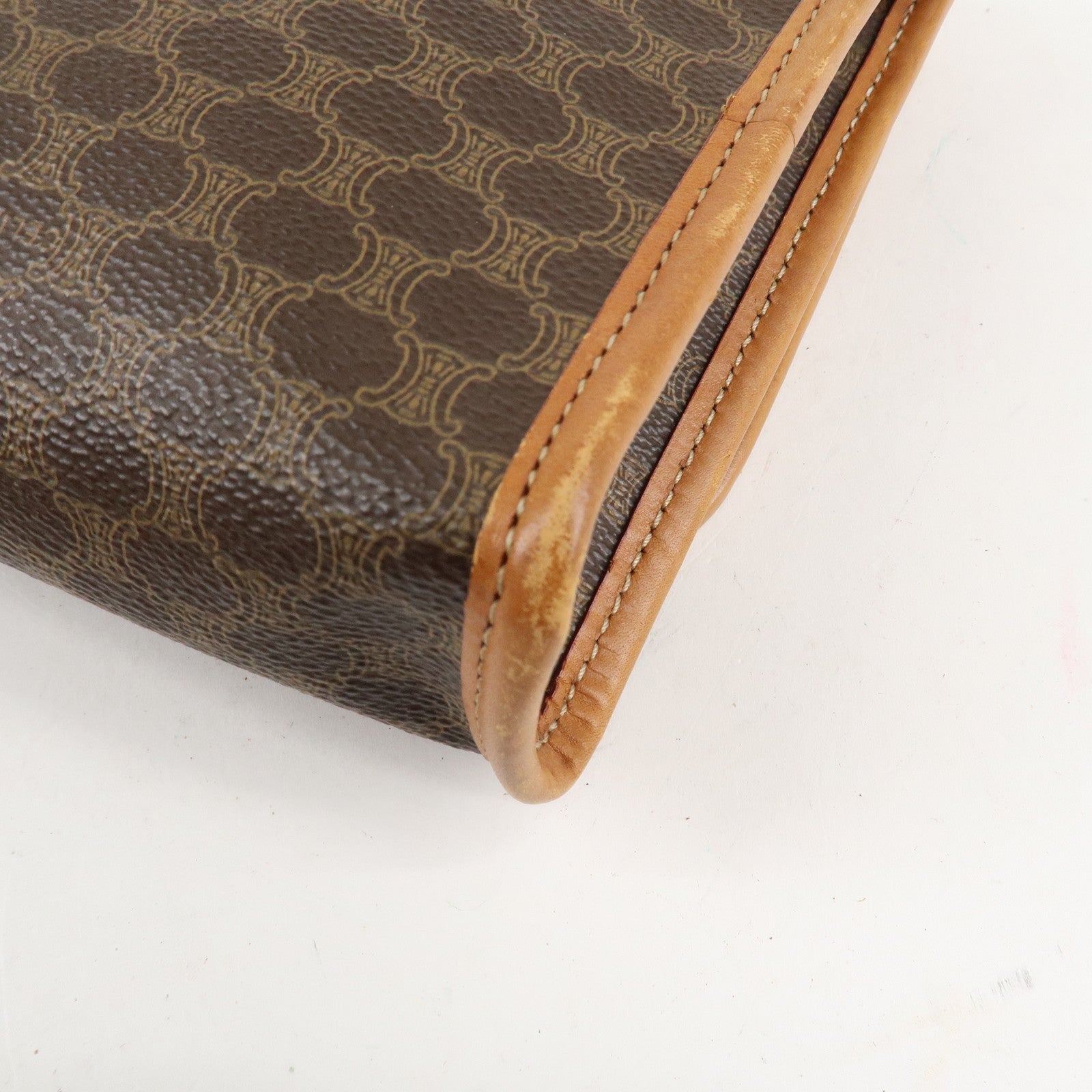 CELINE Macadam PVC Leather Shoulder Bag Hand Bag Brown Used