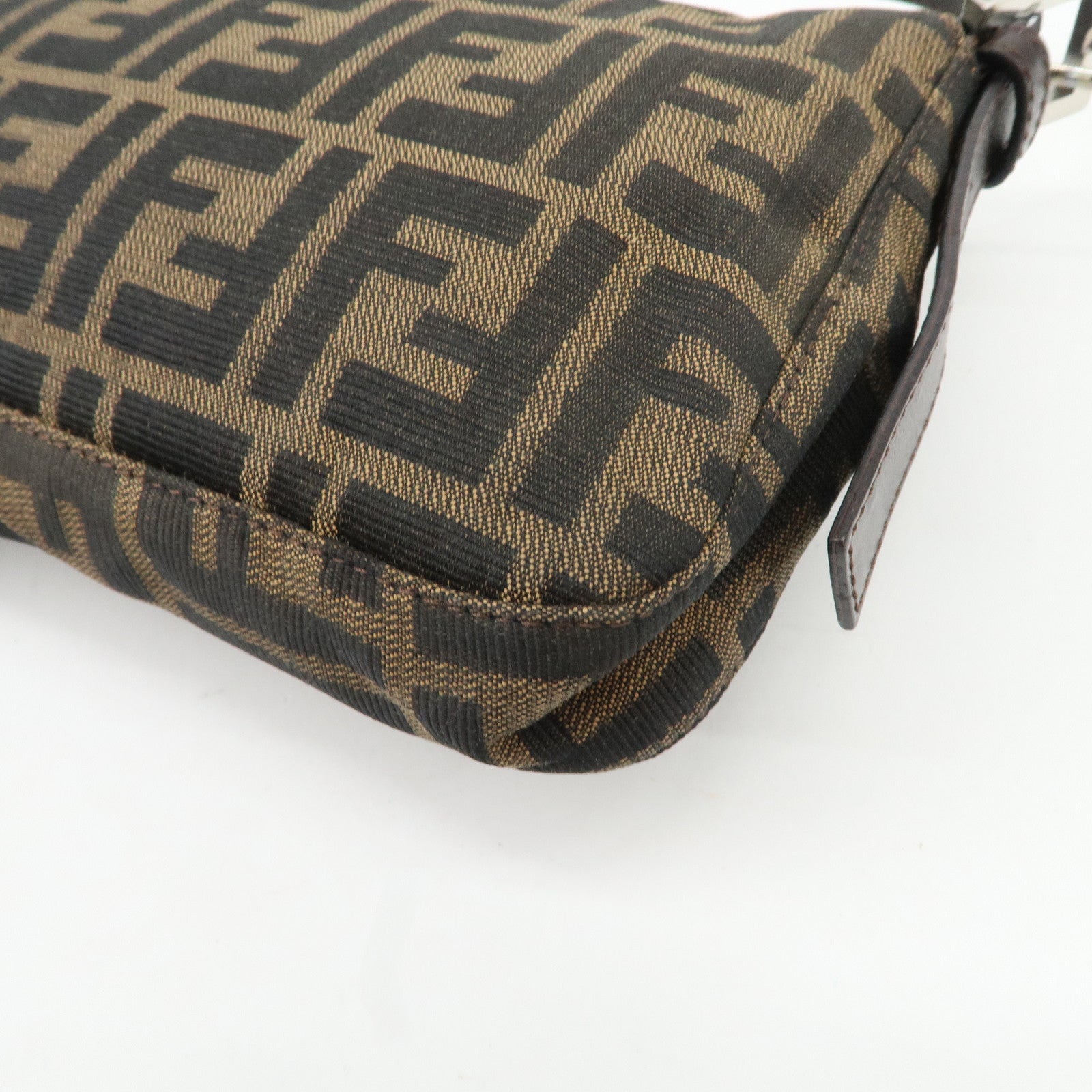 FENDI Mamma Baguette Zucca Canvas Leather Shoulder Bag 26424 Used