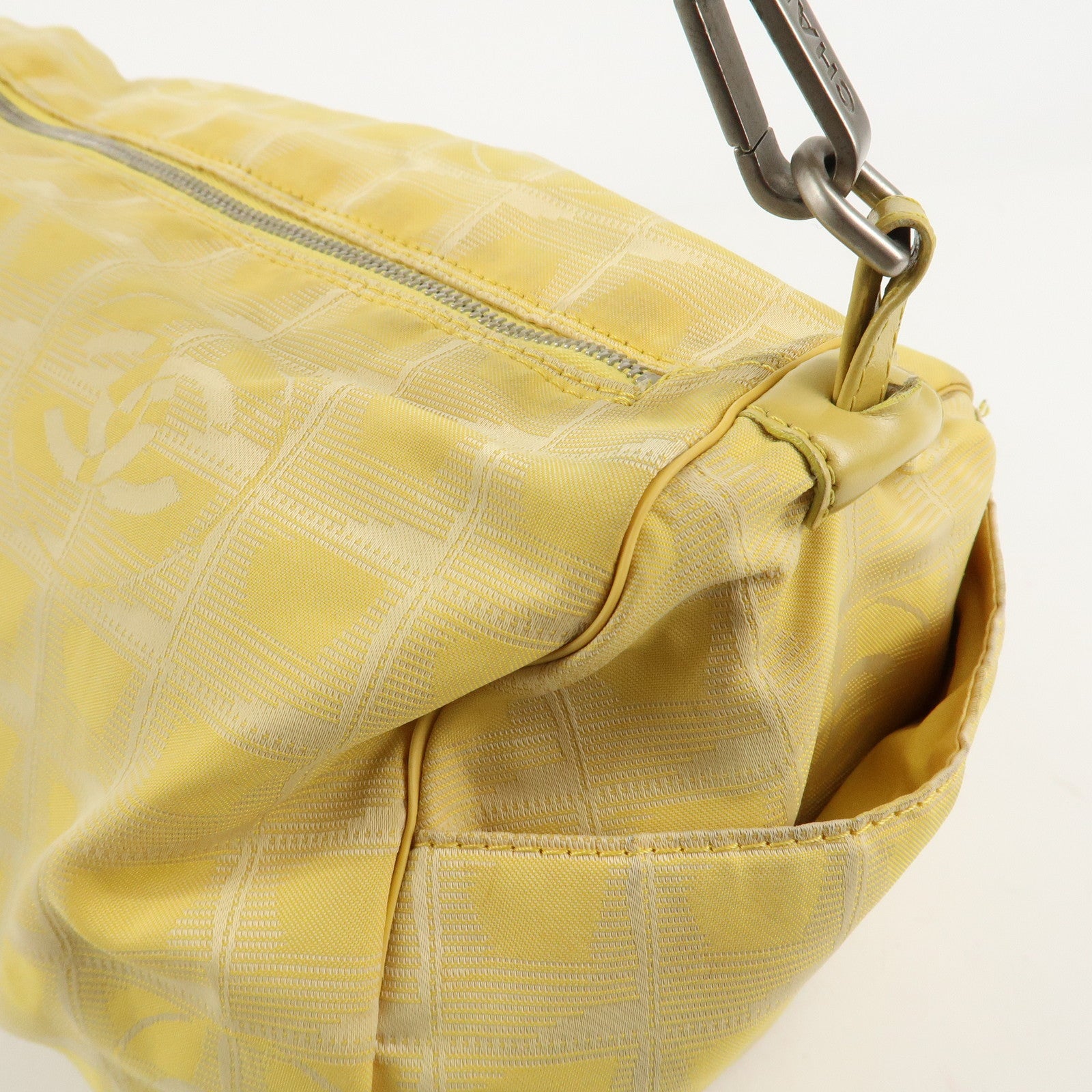 CHANEL New Travel Line Nylon Jacquard Leather Boston Bag A17669 Used