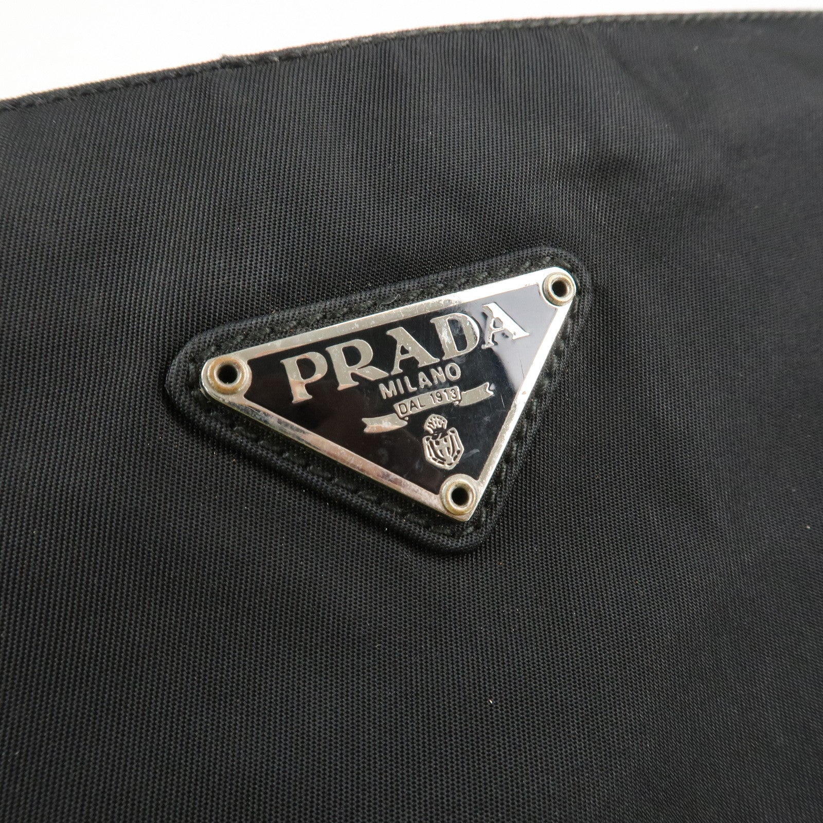 PRADA Logo Nylon Tote Bag Shoulder Bag Hand Bag Black B6242 Used