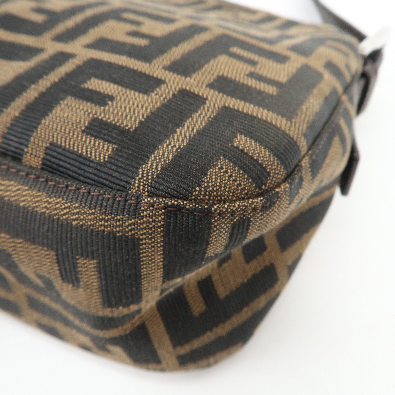 FENDI Zucca Canvas Leather Semi-Shoulder Bag Brown Black 26725 Used