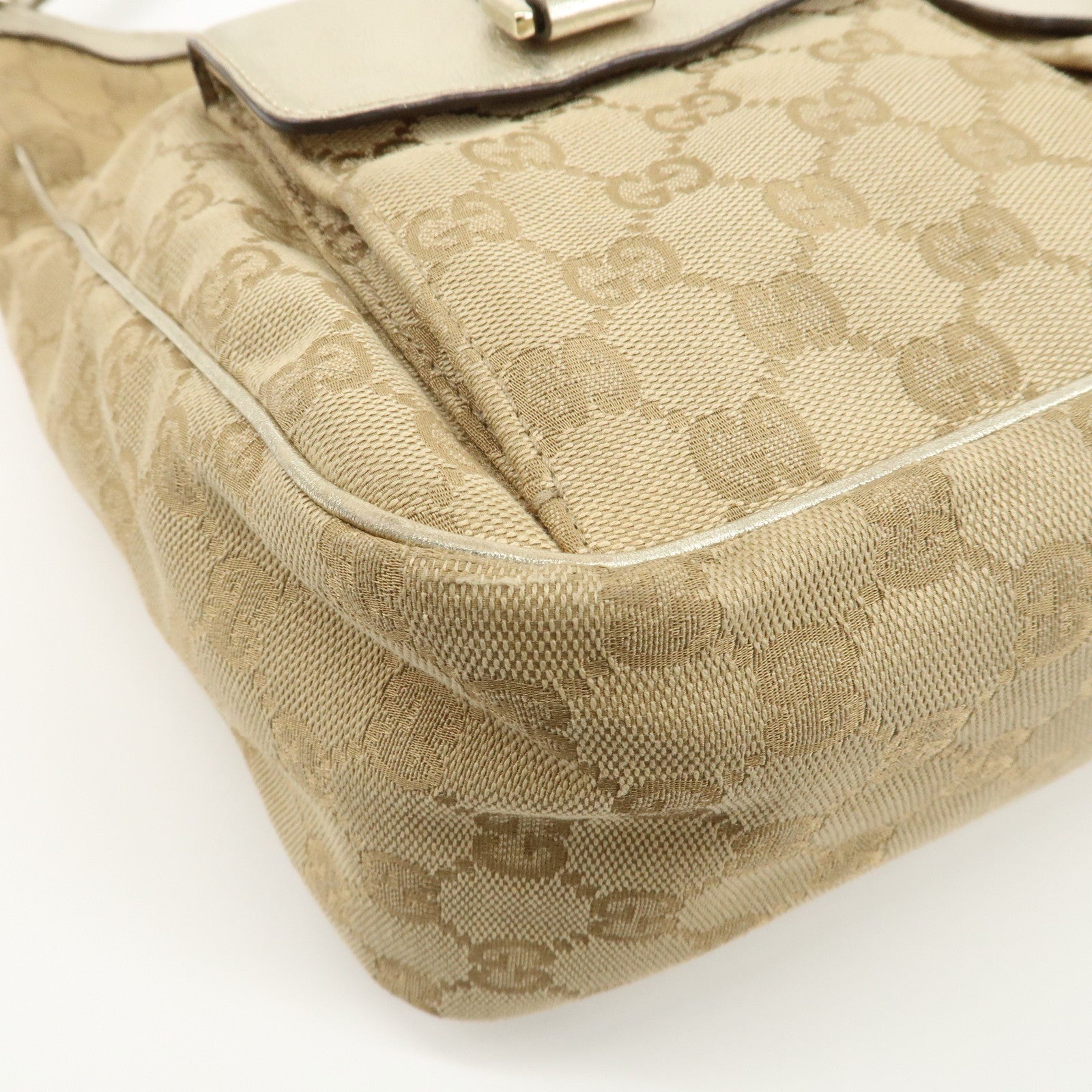 GUCCI GG Canvas Leather Shoulder Bag 153025 Used