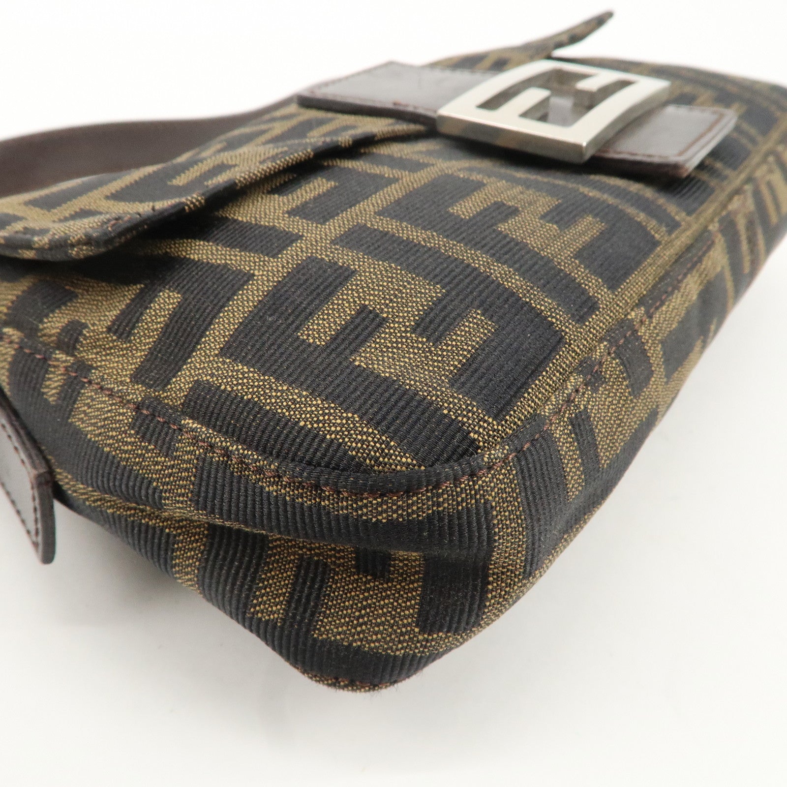 FENDI Mamma Baguette Zucca Canvas Shoulder Bag Brown 26424 Used