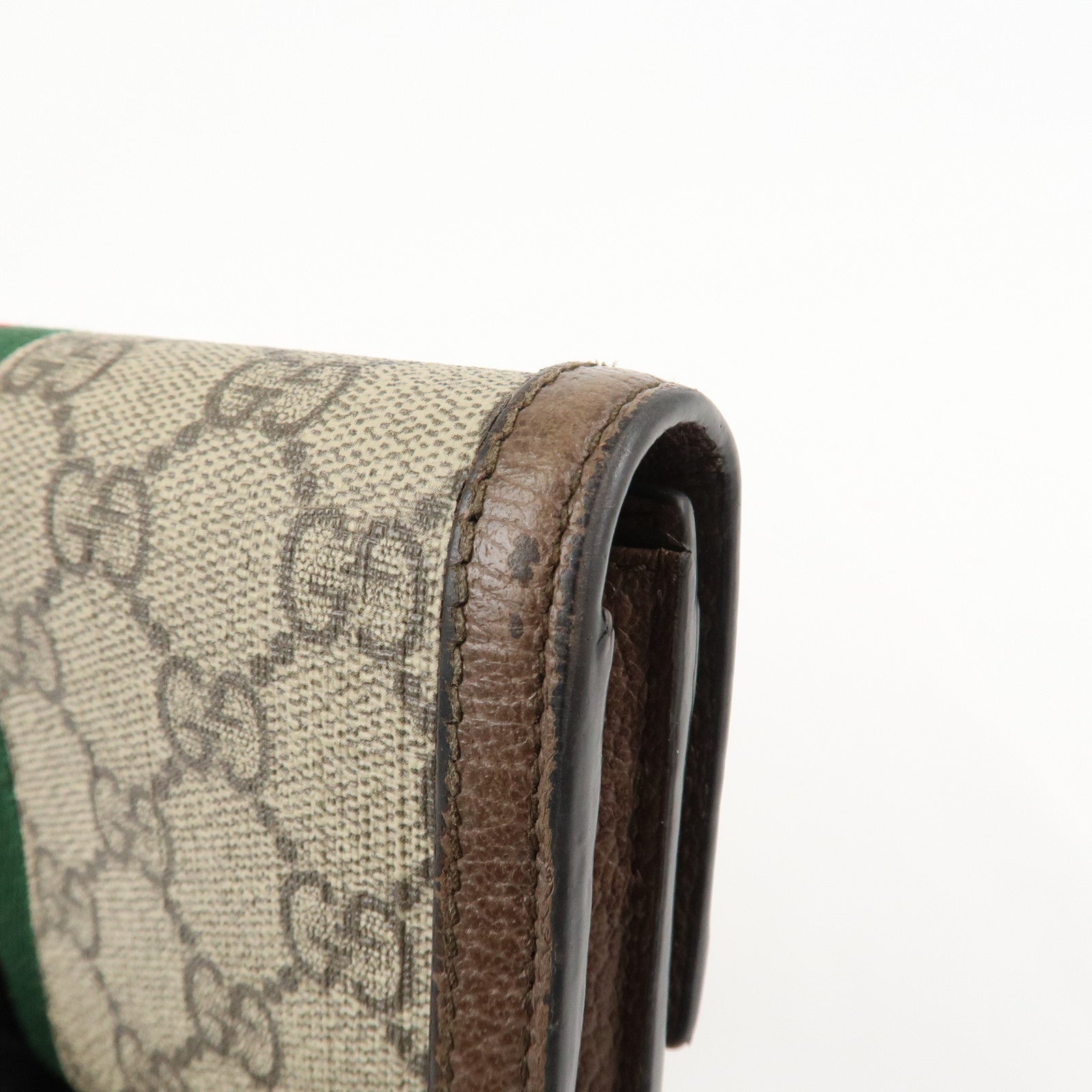 GUCCI Ophidia Sherry GG Supreme Leather Bi-fold Long Wallet 523153 Used