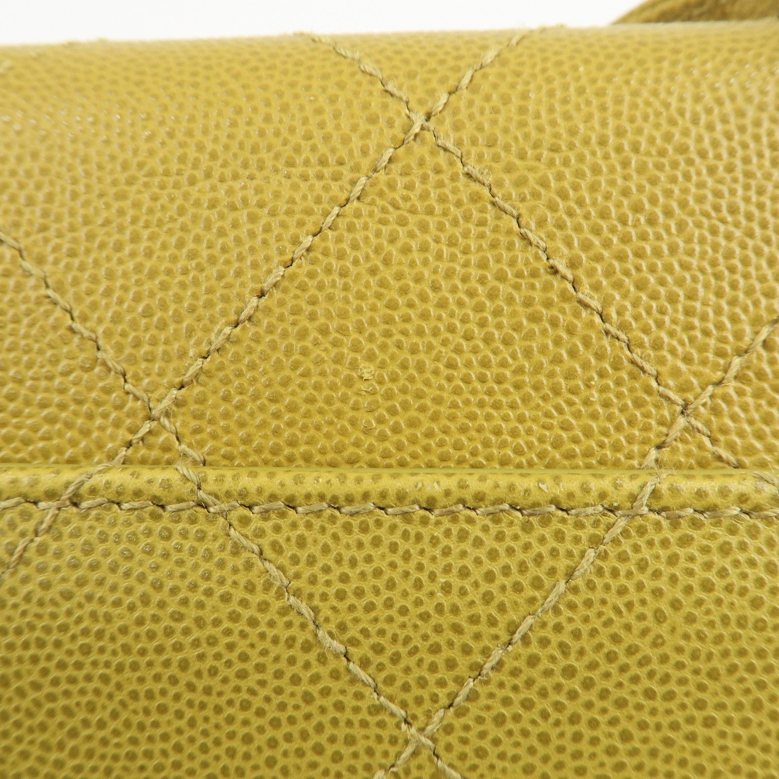 CHANEL Matelasse Caviar Skin Shoulder Bag Yellow Used