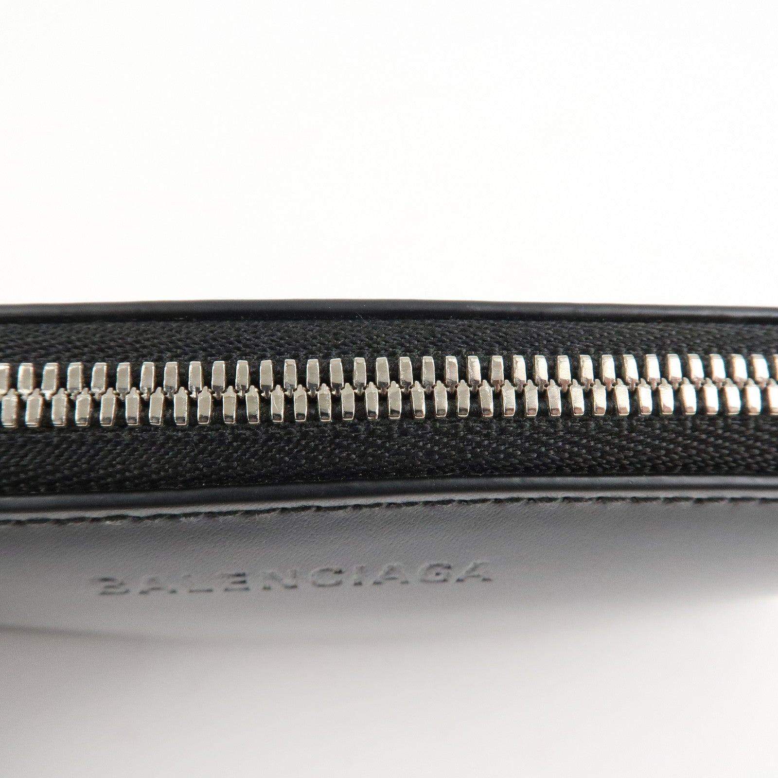BALENCIAGA Leather Essentials Continental Wallet Black 664041 Used
