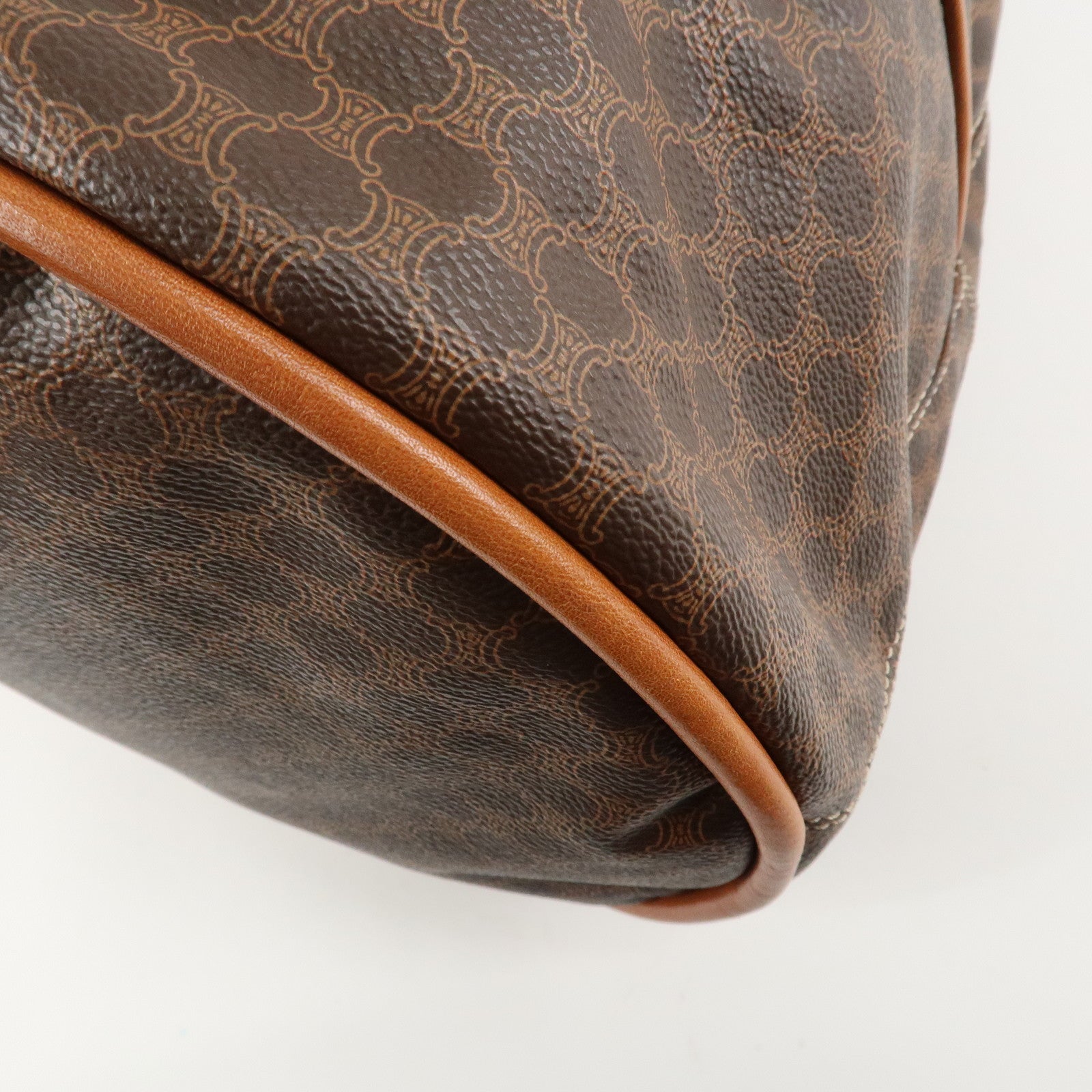 CELINE Macadam PVC Leather One Shoulder Bag Dark Brown Used