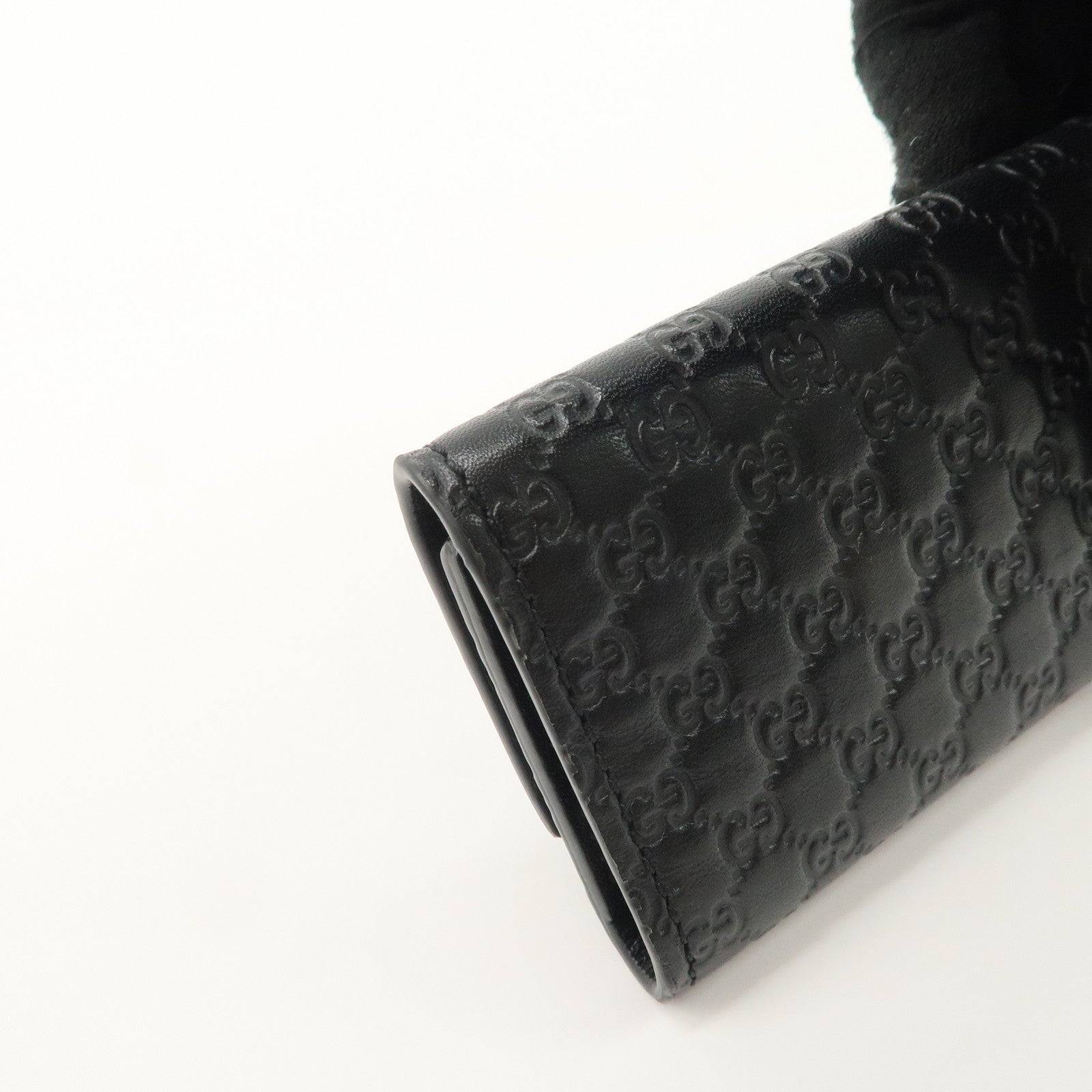 GUCCI Micro Guccissima Leather 6 Rings Key Case Black 150402 Used