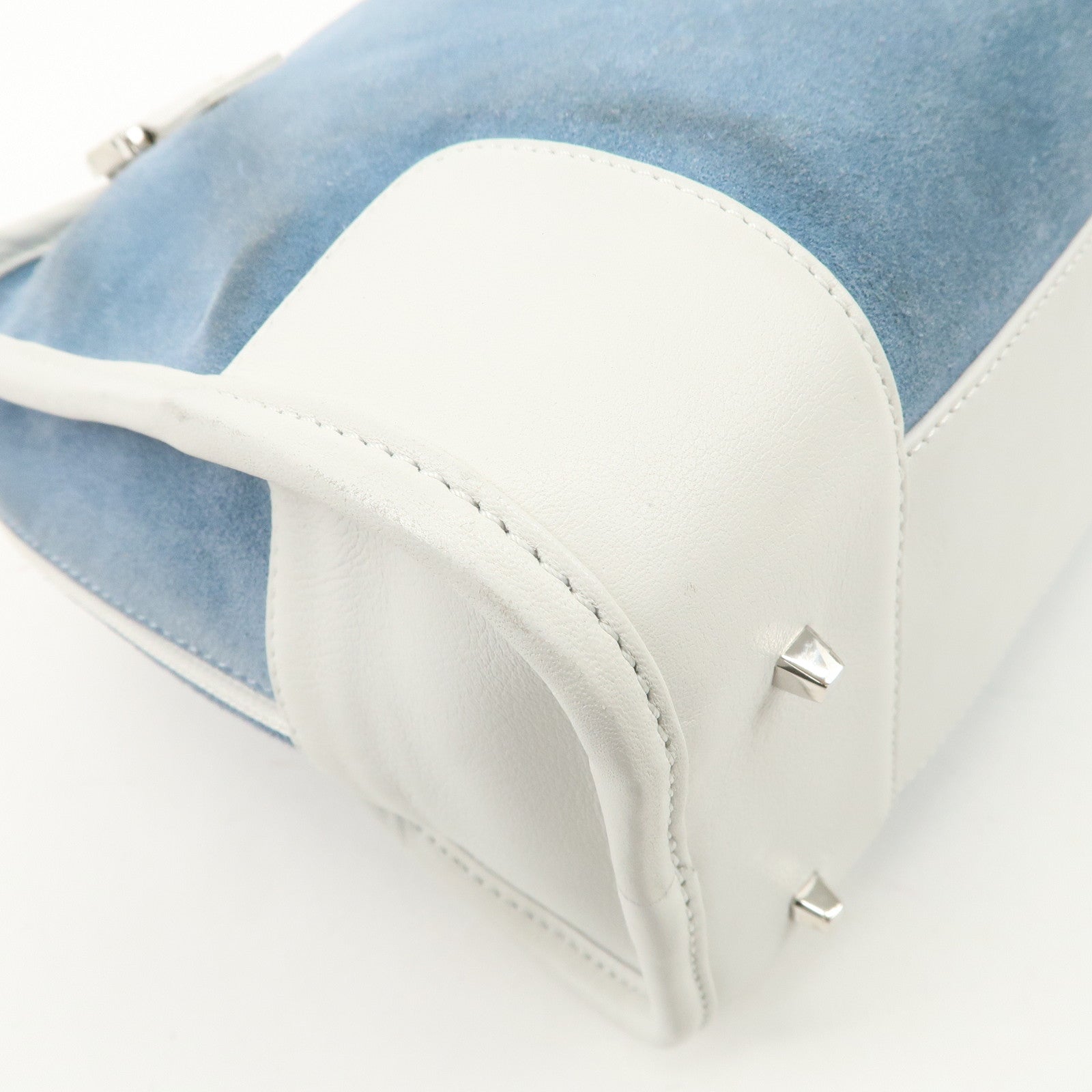 LOEWE Anagram Suede Leather Amazona 27 Hand Bag White Blue Used