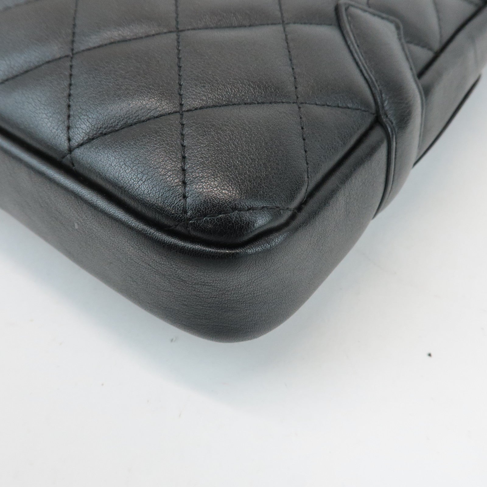 CHANEL Cambon Lamb Skin Medium Pochette Shoulder Bag A25178 Used