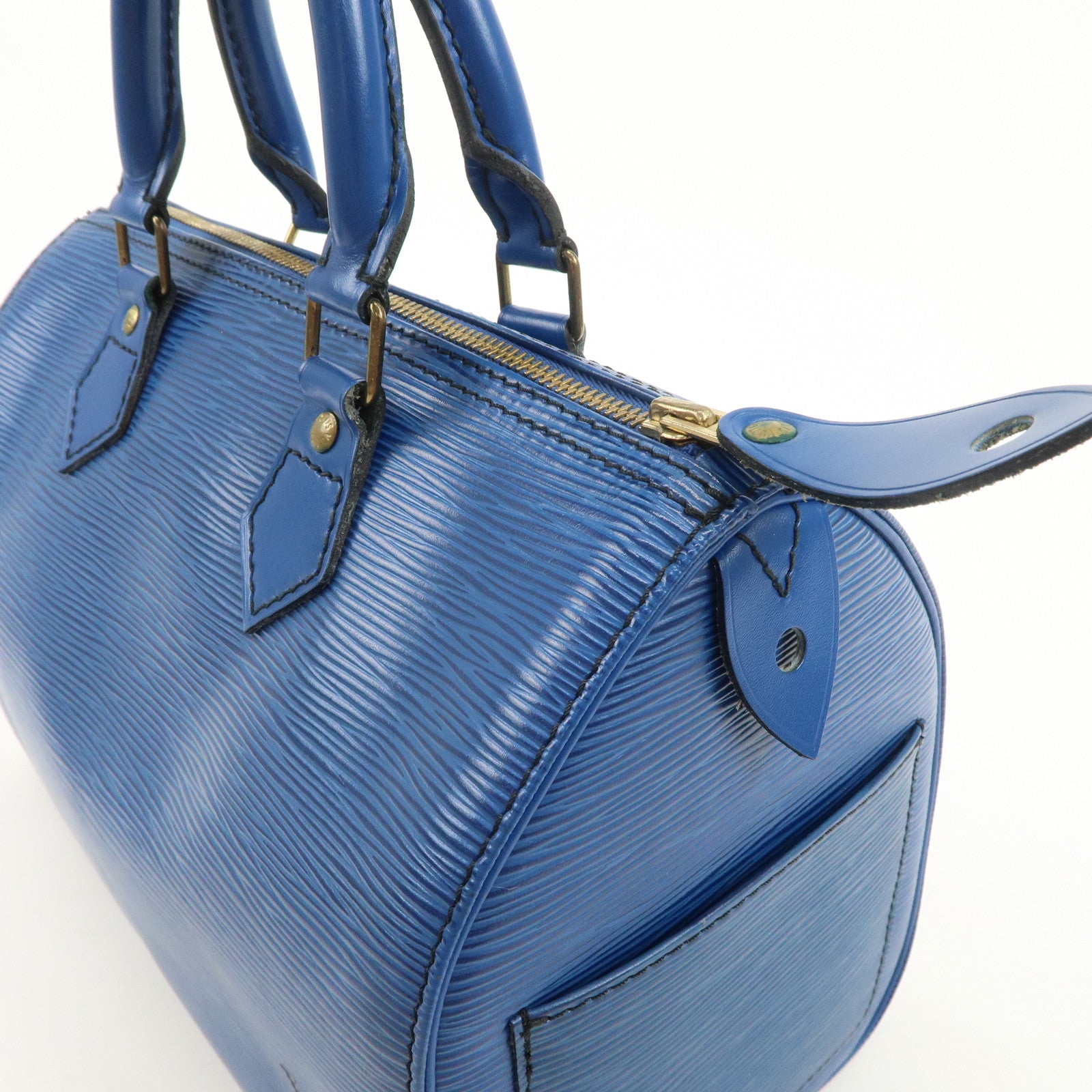Louis Vuitton Epi Speedy 25 Hand Bag Boston Bag Blue M43015 Used